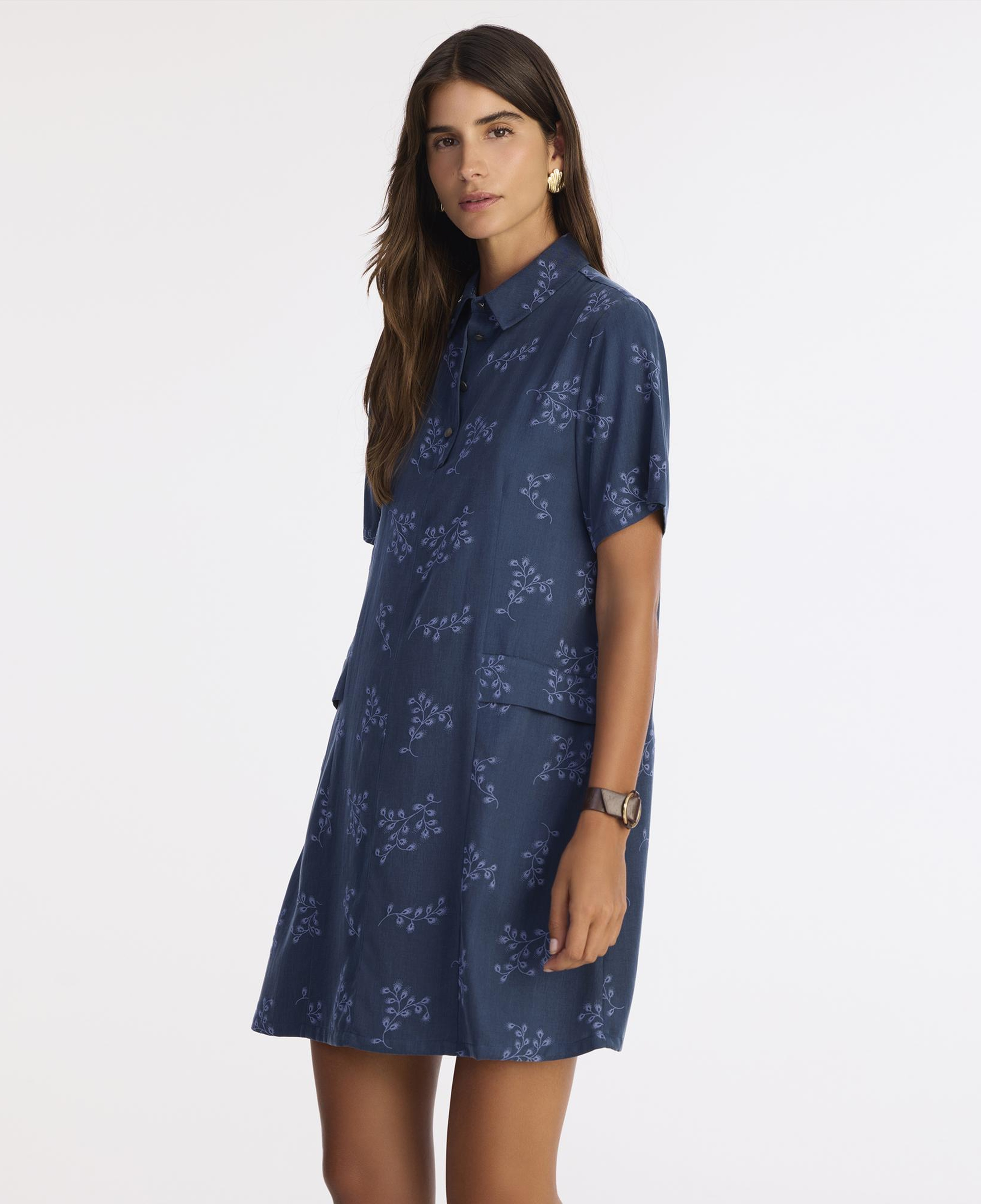 YARGICI Düz Gömlek Yaka Kısa Kol Elbise