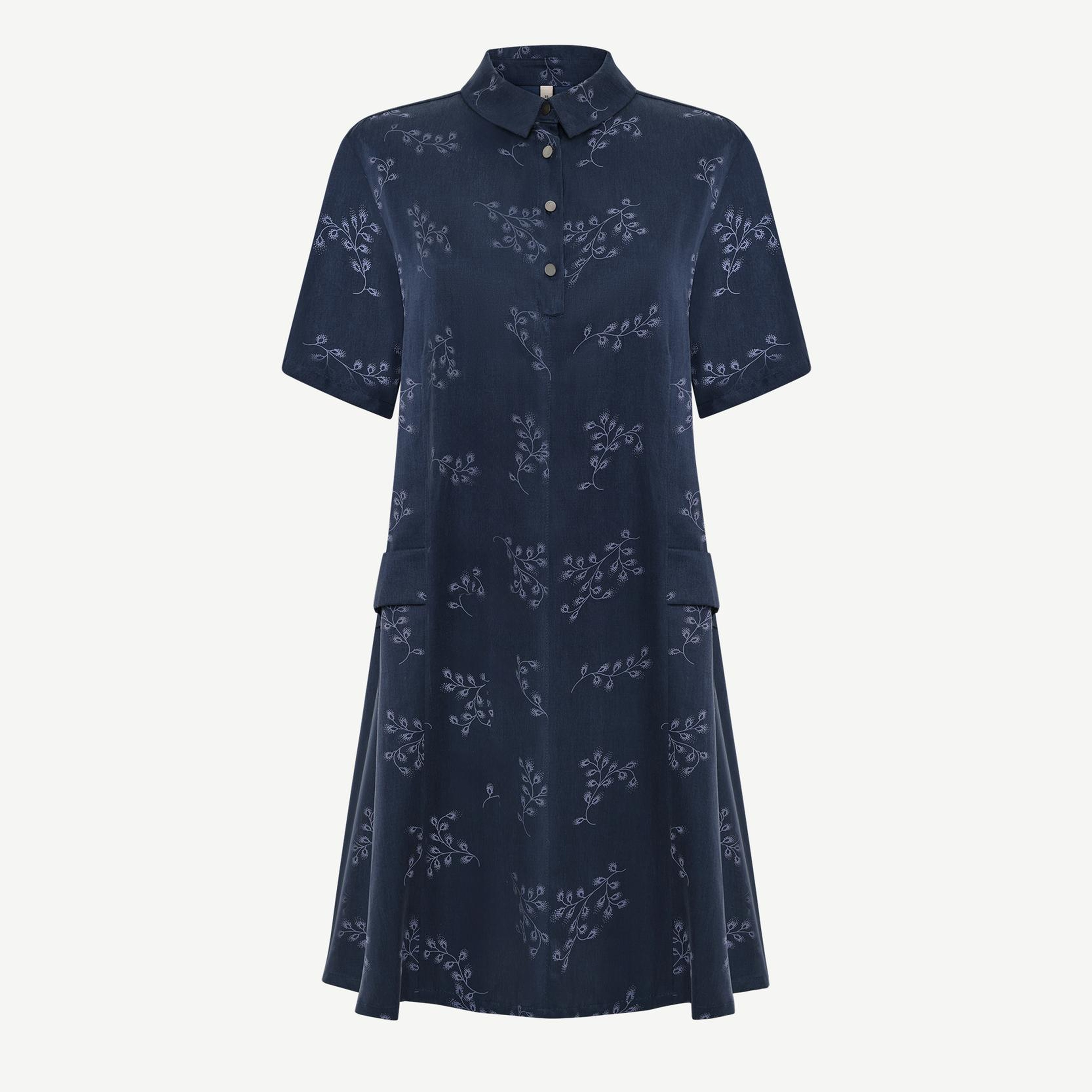 YARGICI Düz Gömlek Yaka Kısa Kol Elbise