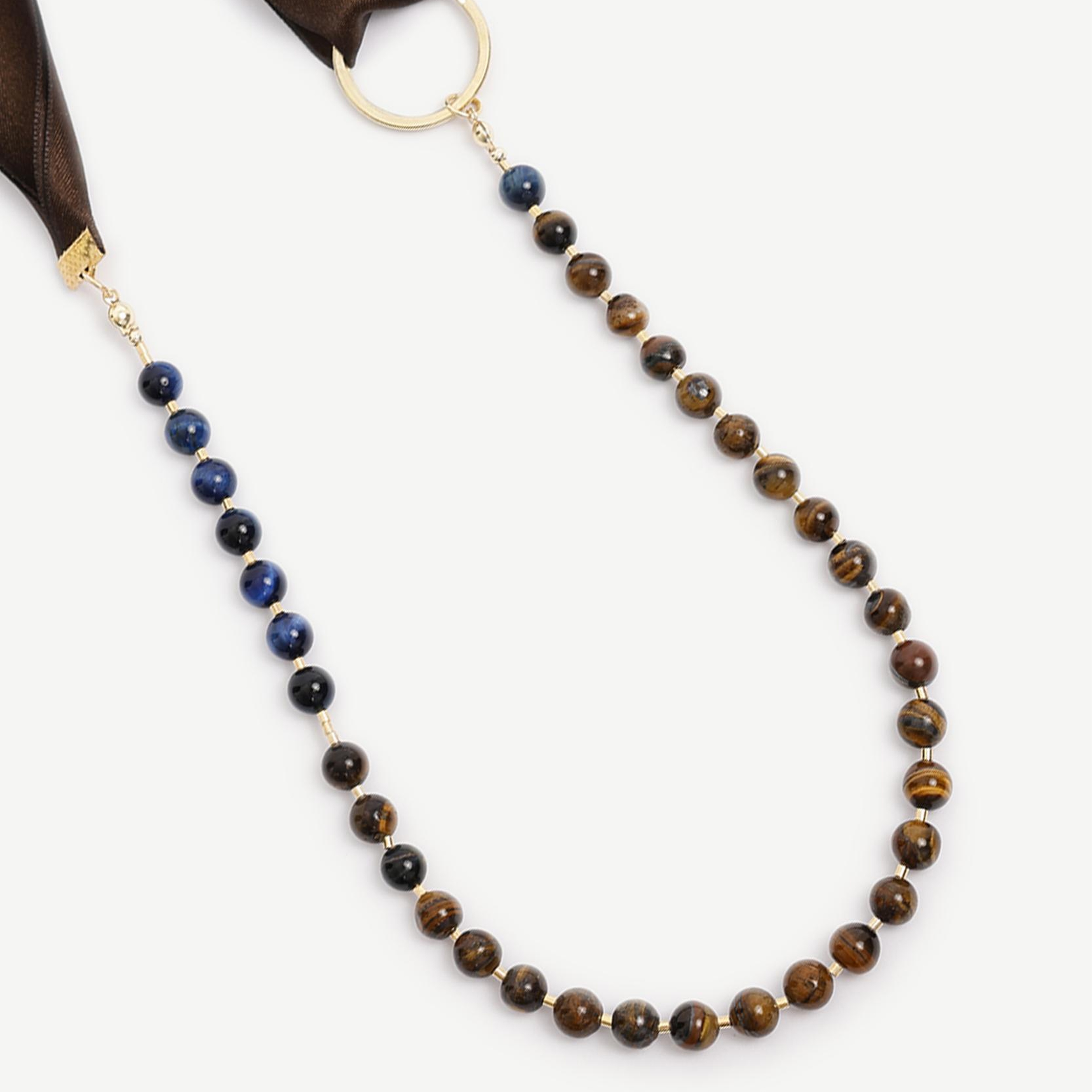 YARGICI Kurdele Detaylı Kaplan Gözü Kolye