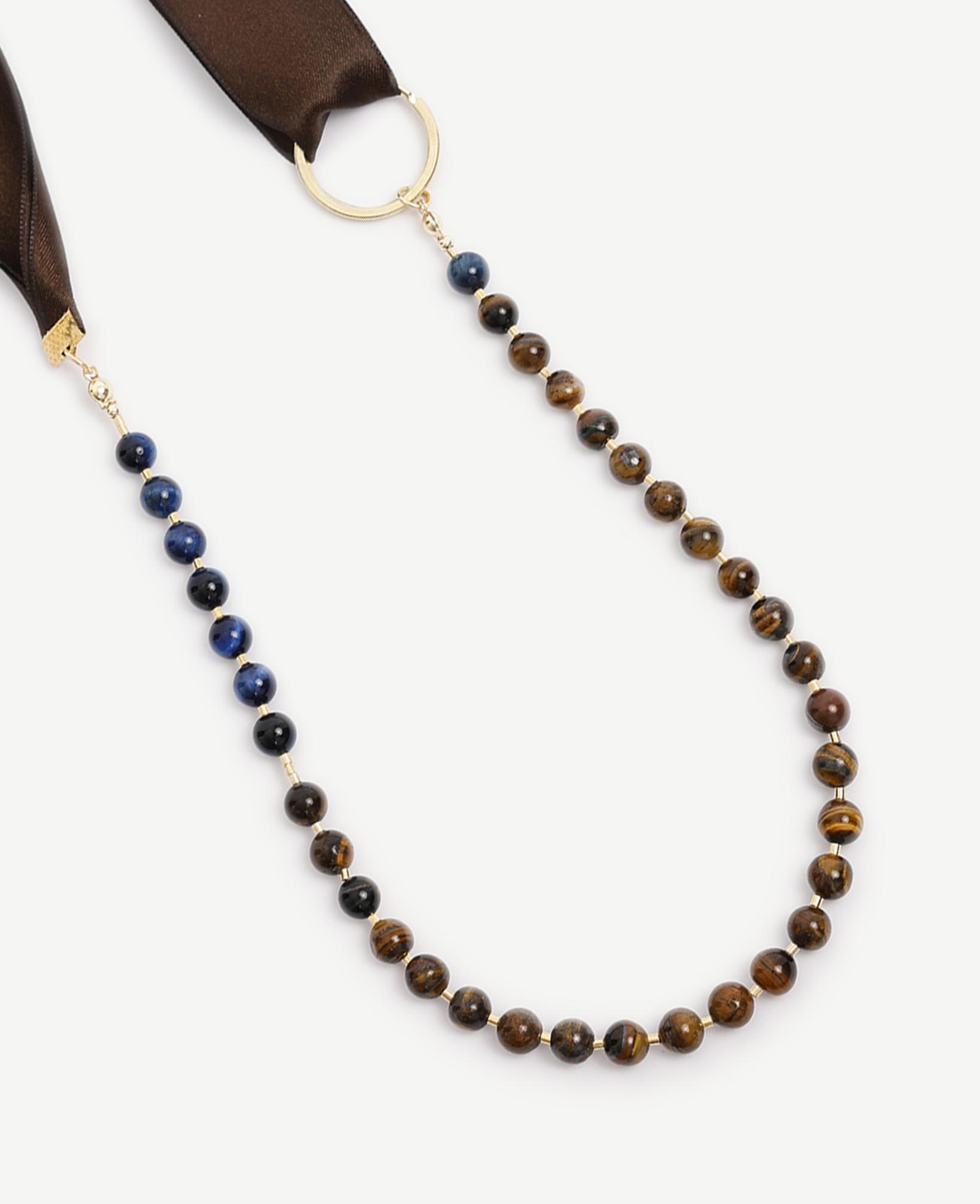 YARGICI Kurdele Detaylı Kaplan Gözü Kolye