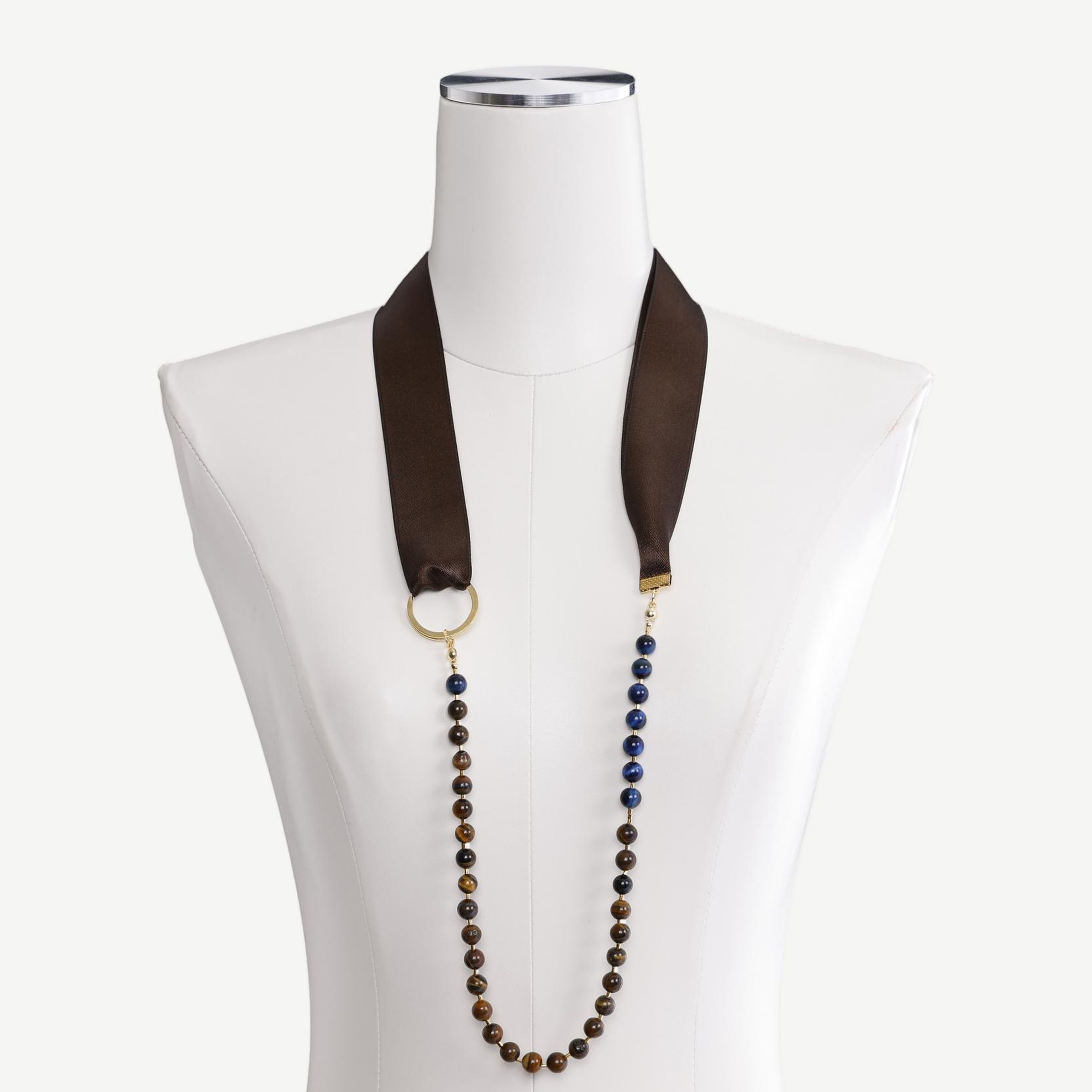 YARGICI Kurdele Detaylı Kaplan Gözü Kolye