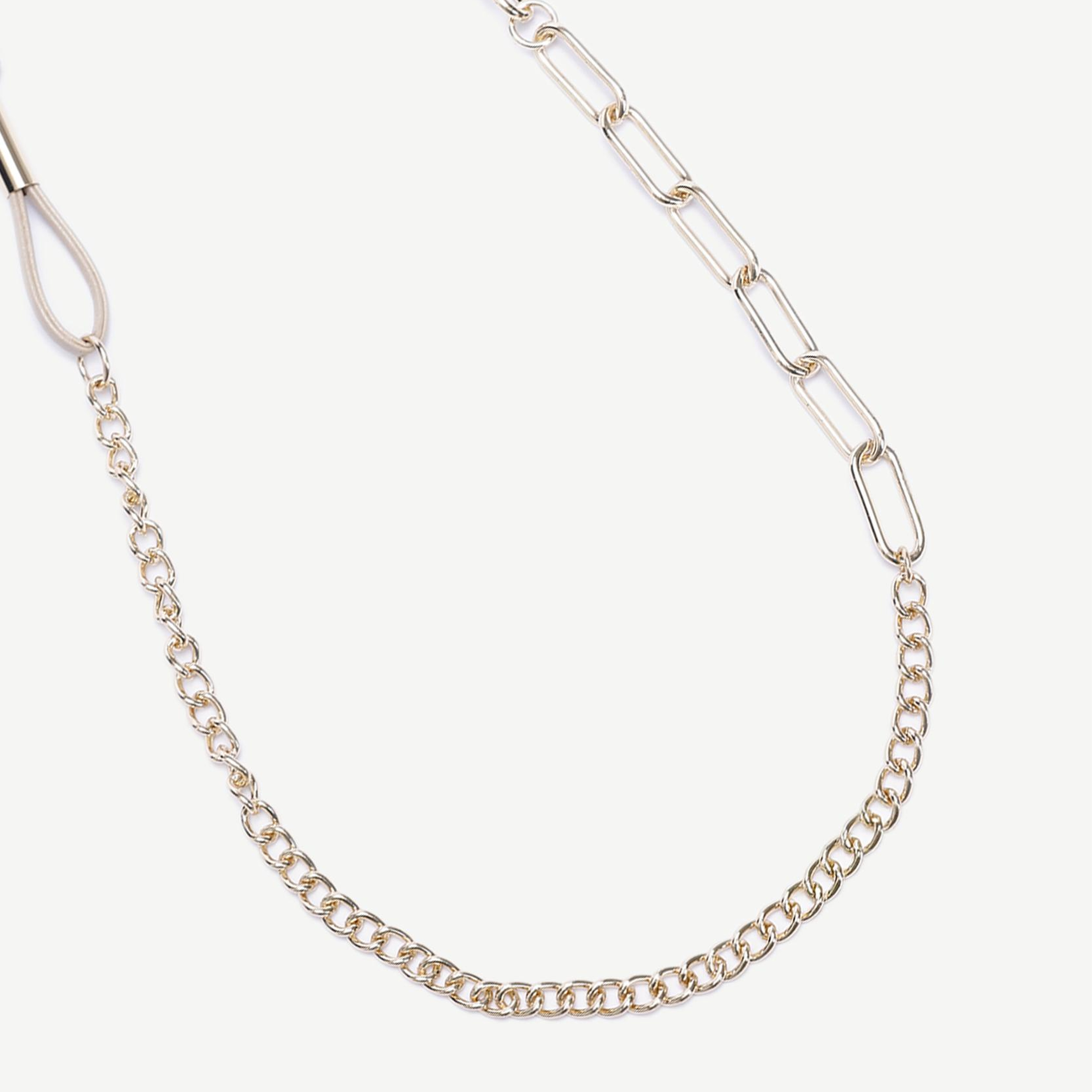 YARGICI Zincir Detaylı Gold Kolye