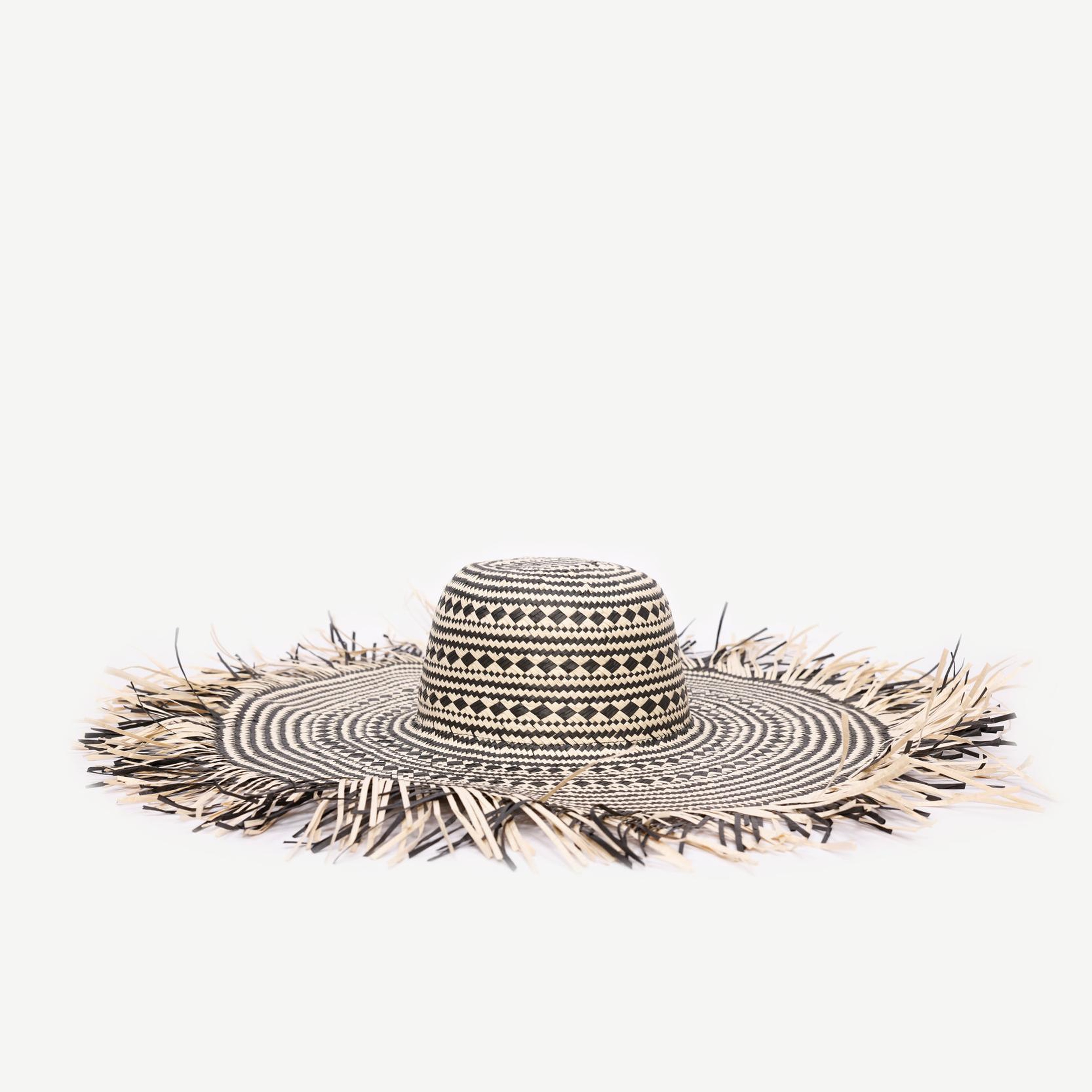 YARGICI Püskül Detaylı Büyük Hasır Şapka