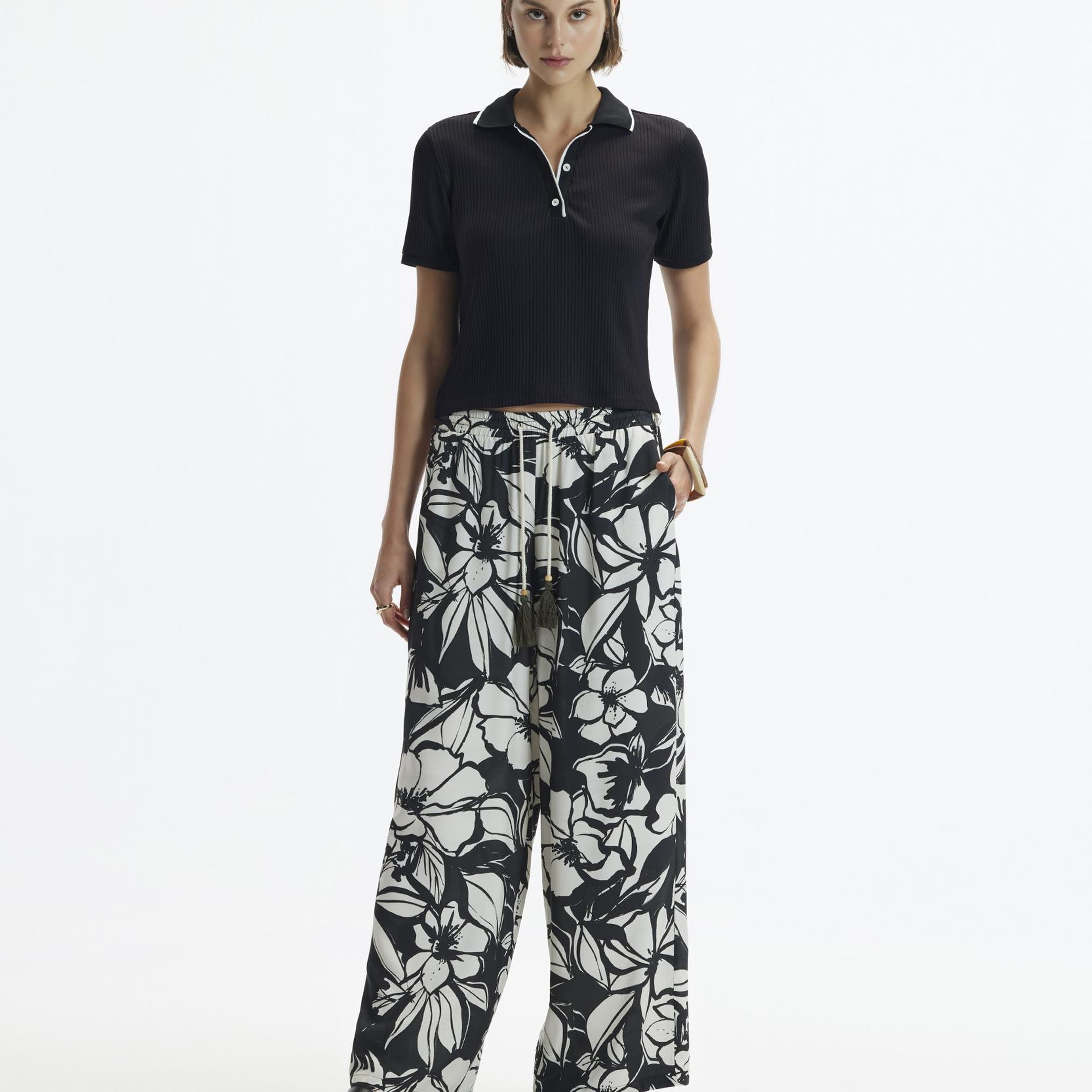 YARGICI Kordon Detaylı Bol Kesim Beli Lastikli Pantolon