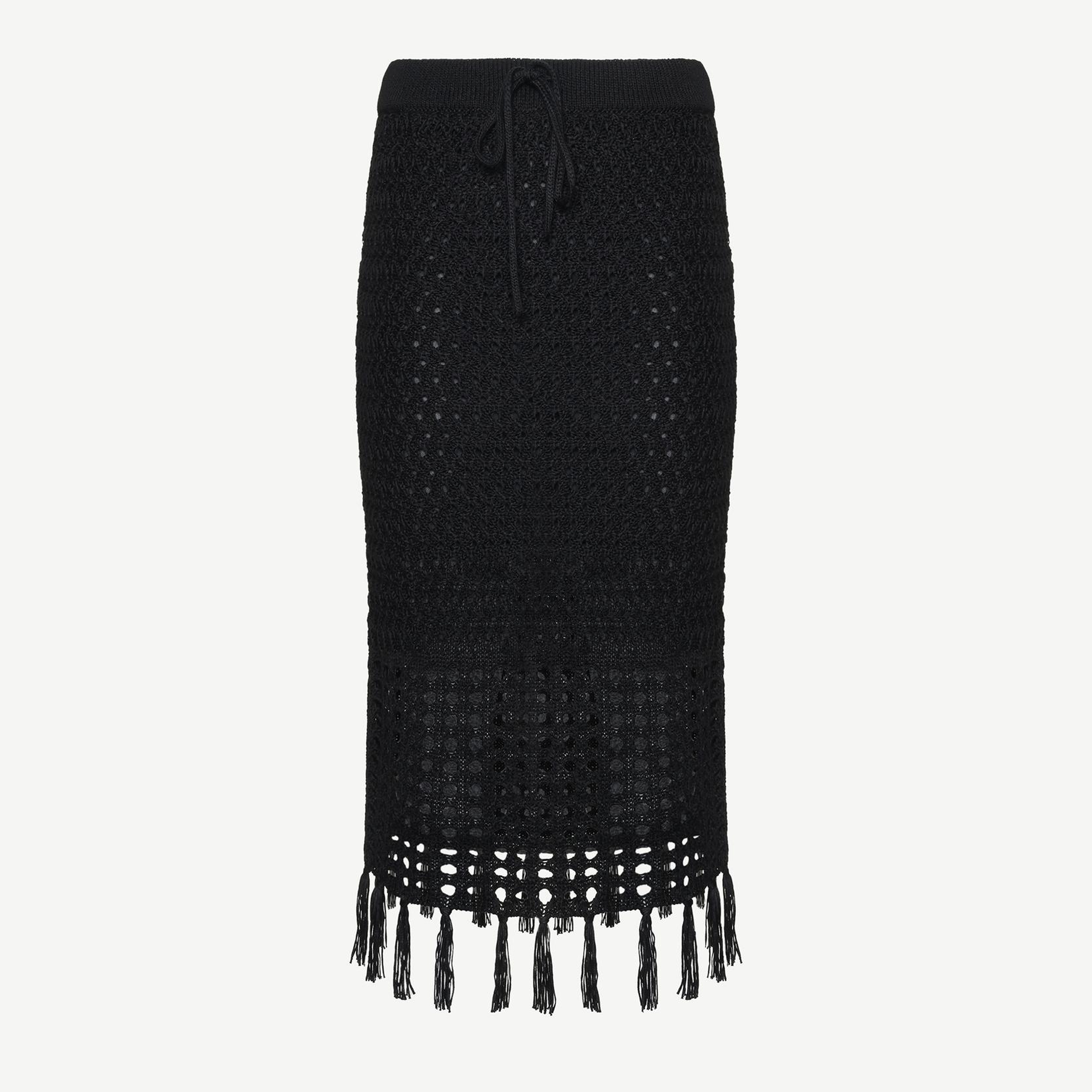 YARGICI Püsküllü  Dizaltı Triko Etek