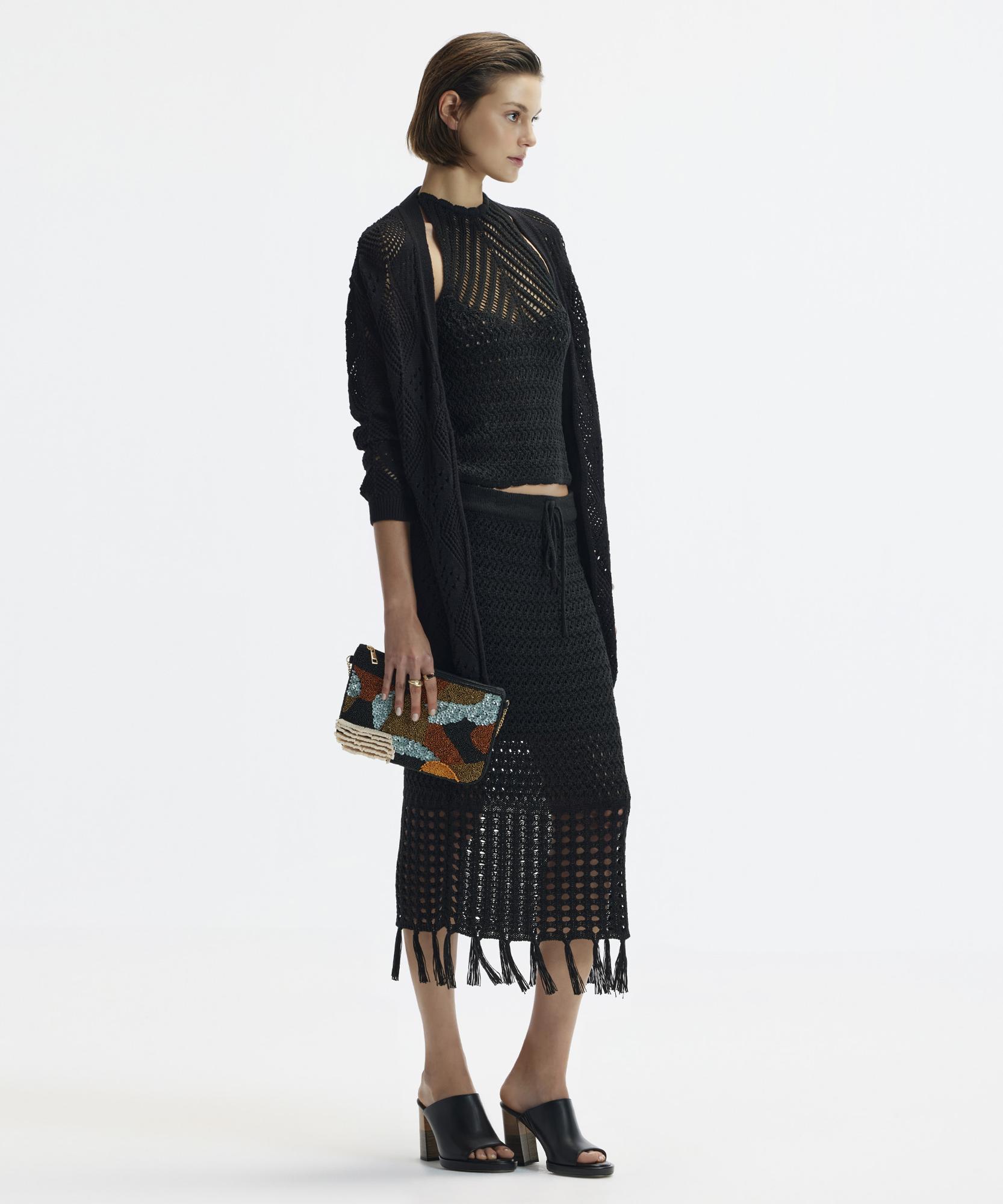 YARGICI Püsküllü Dizaltı Triko Etek