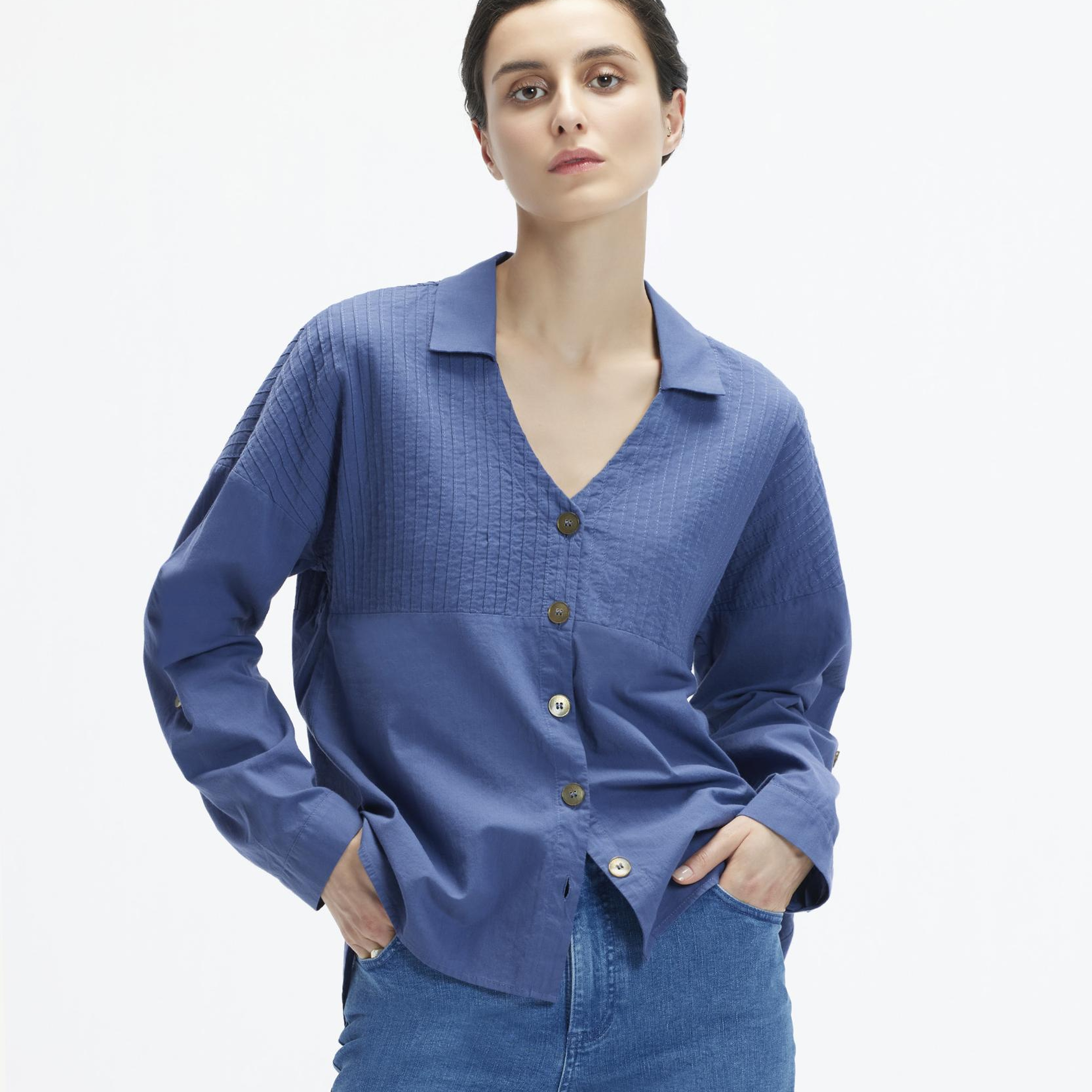 YARGICI Nervürlü Apolet Detaylı Gömlek