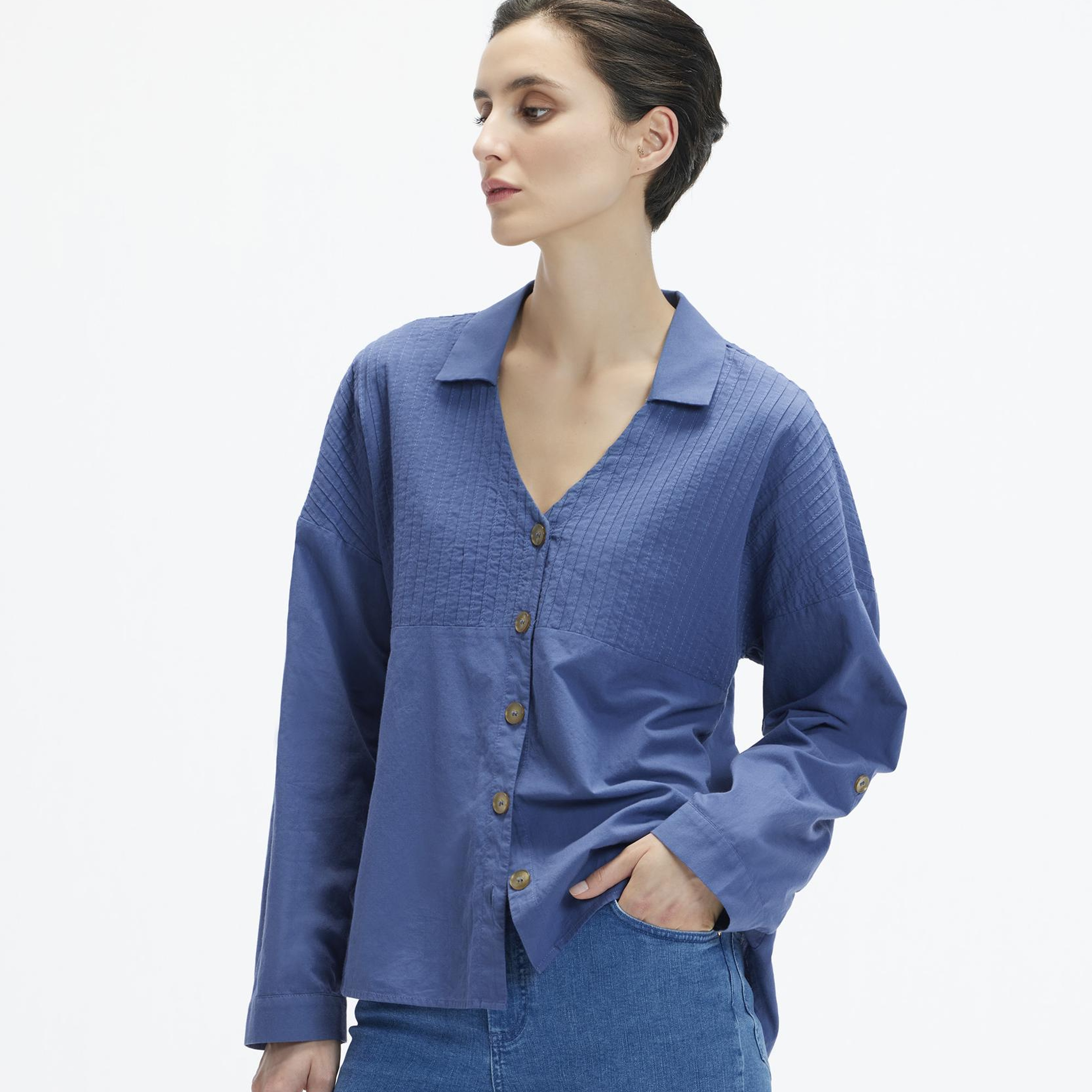 YARGICI Nervürlü Apolet Detaylı Gömlek