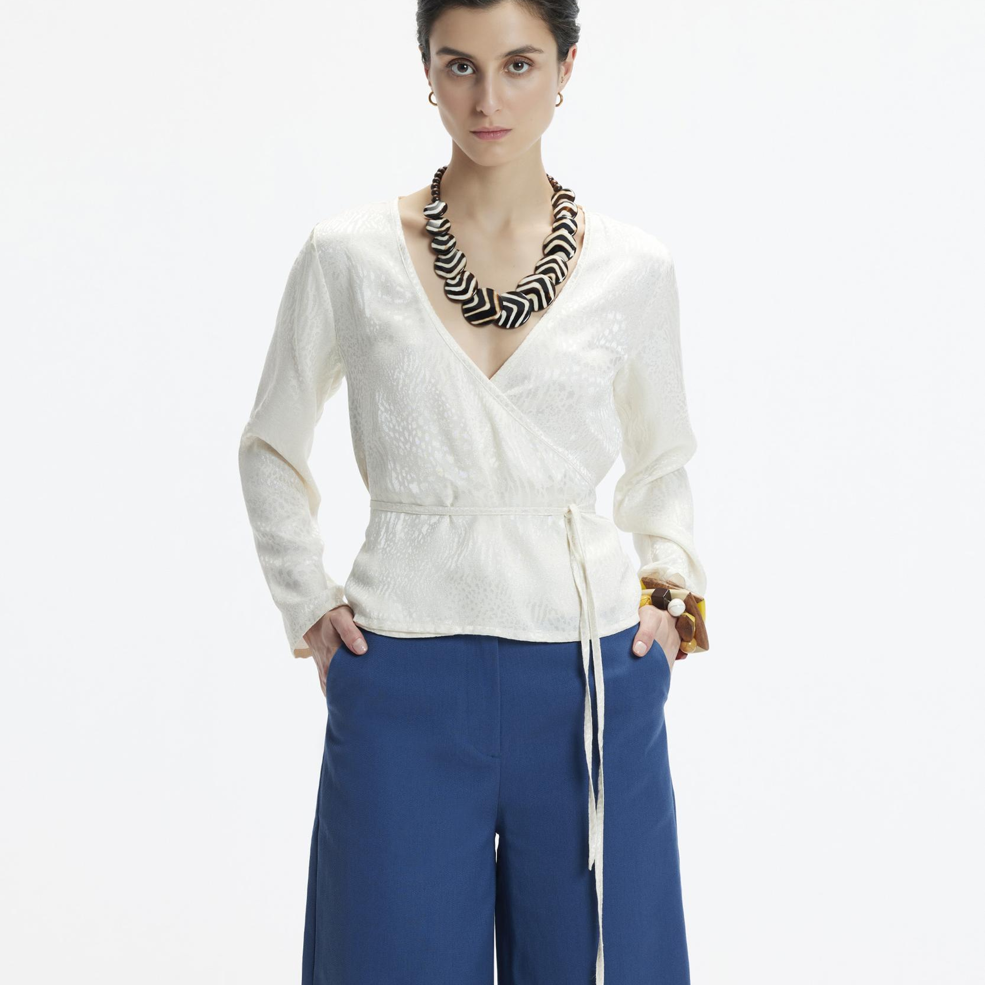 YARGICI Kruvaze Bağlamalı V Yaka Bluz