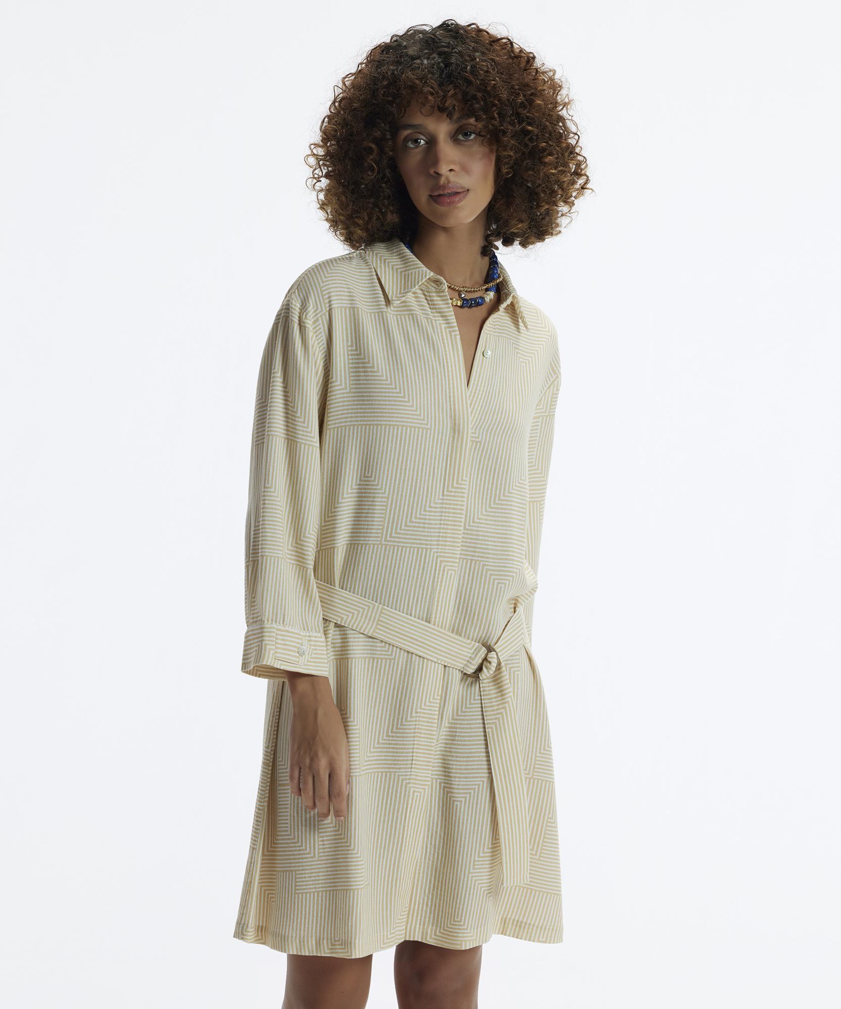 YARGICI Uzun Kollu Kemerli Kısa Gömlek Elbise