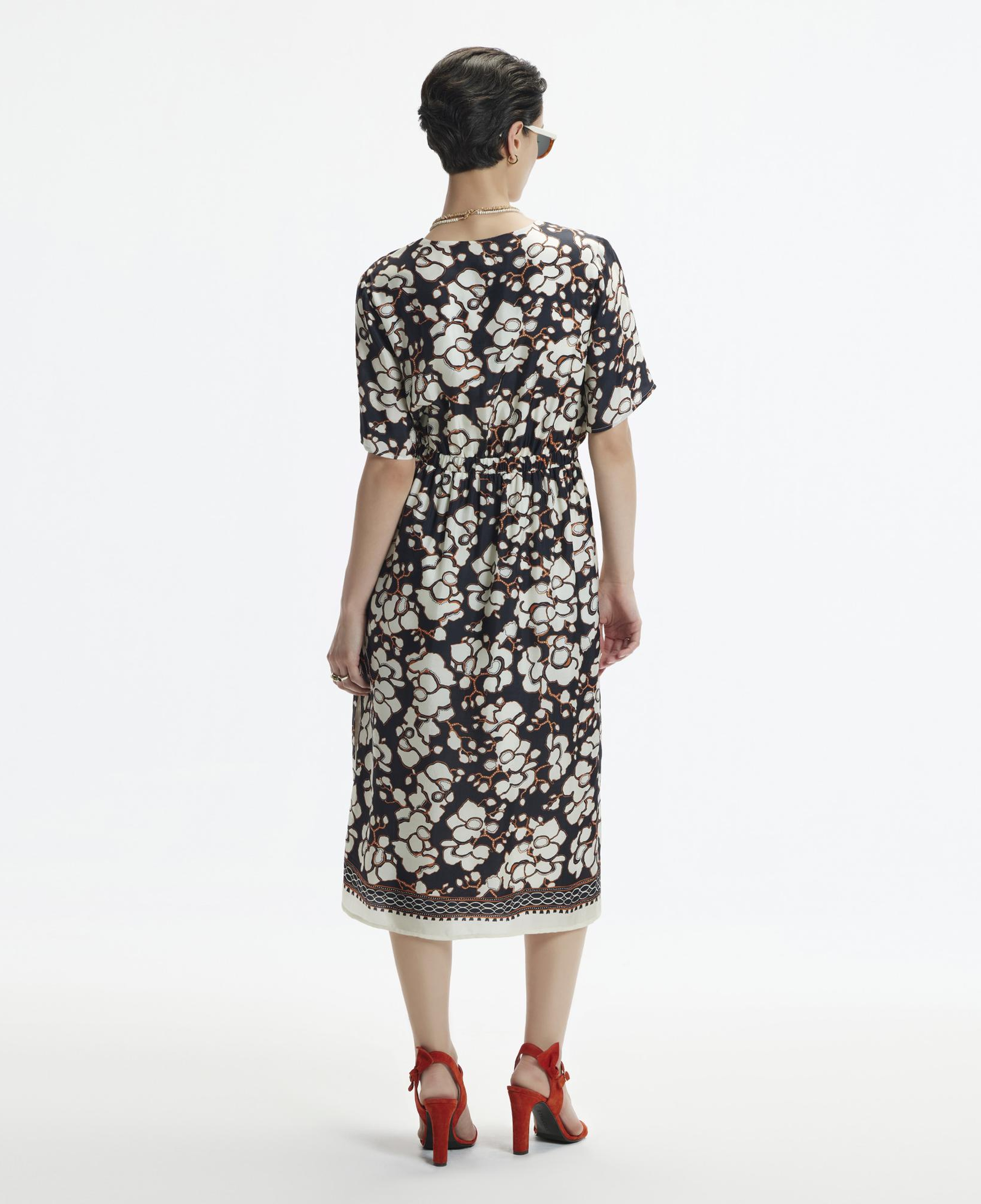 YARGICI V Yaka Kısa Kollu Midi Boy  Elbise