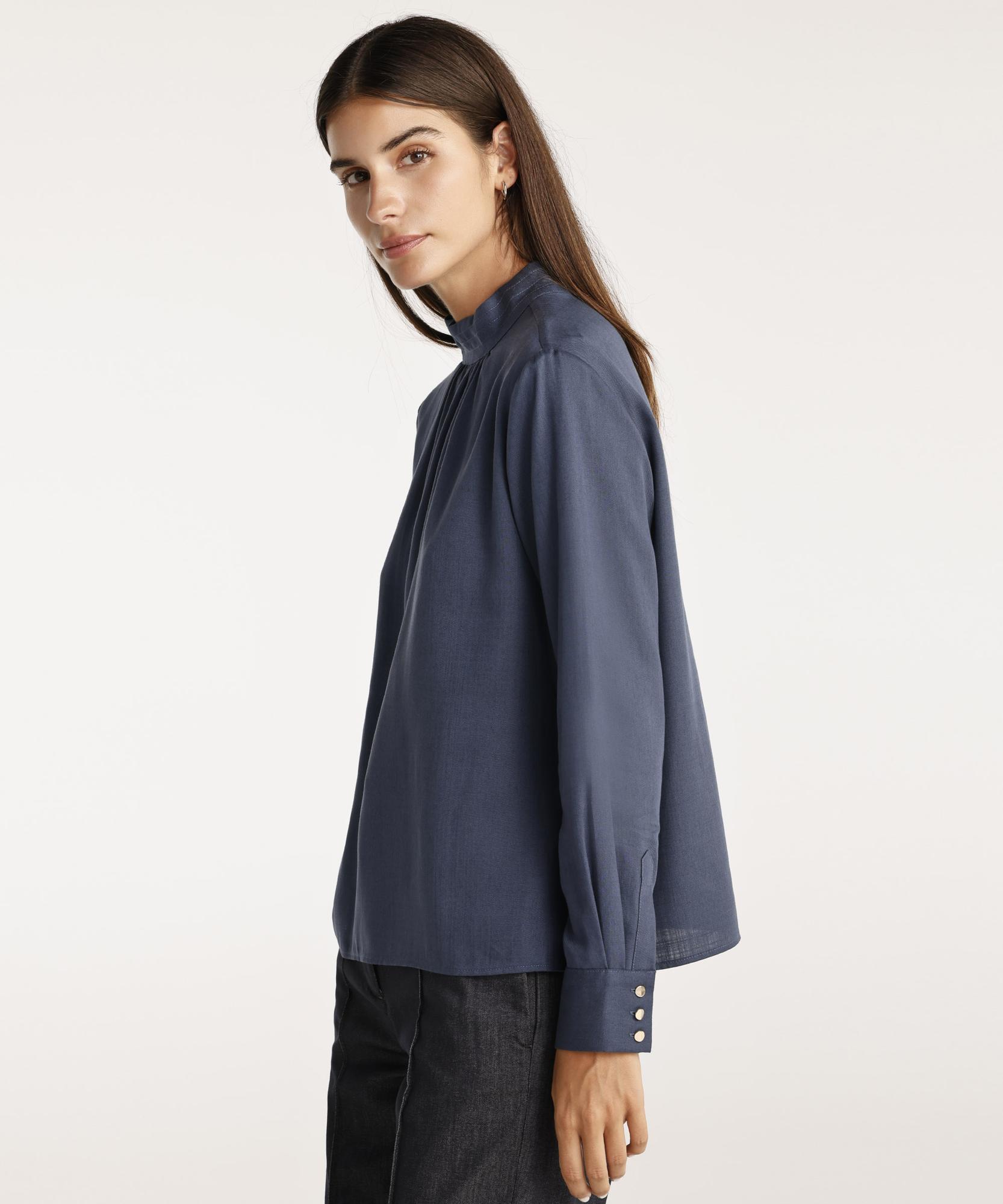 YARGICI Büzgü Detaylı Dik Yakalı Bluz