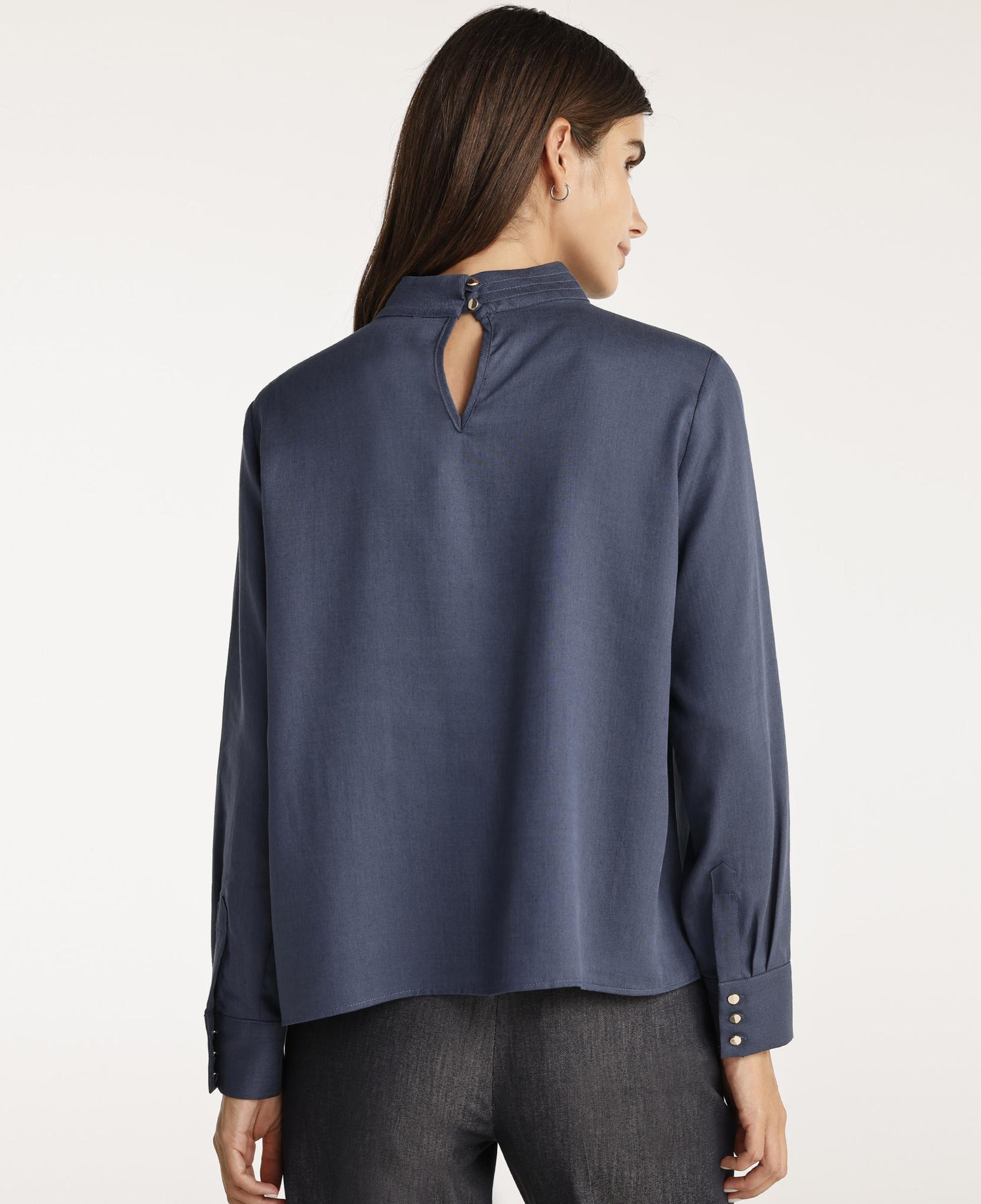 YARGICI Büzgü Detaylı Dik Yakalı Bluz