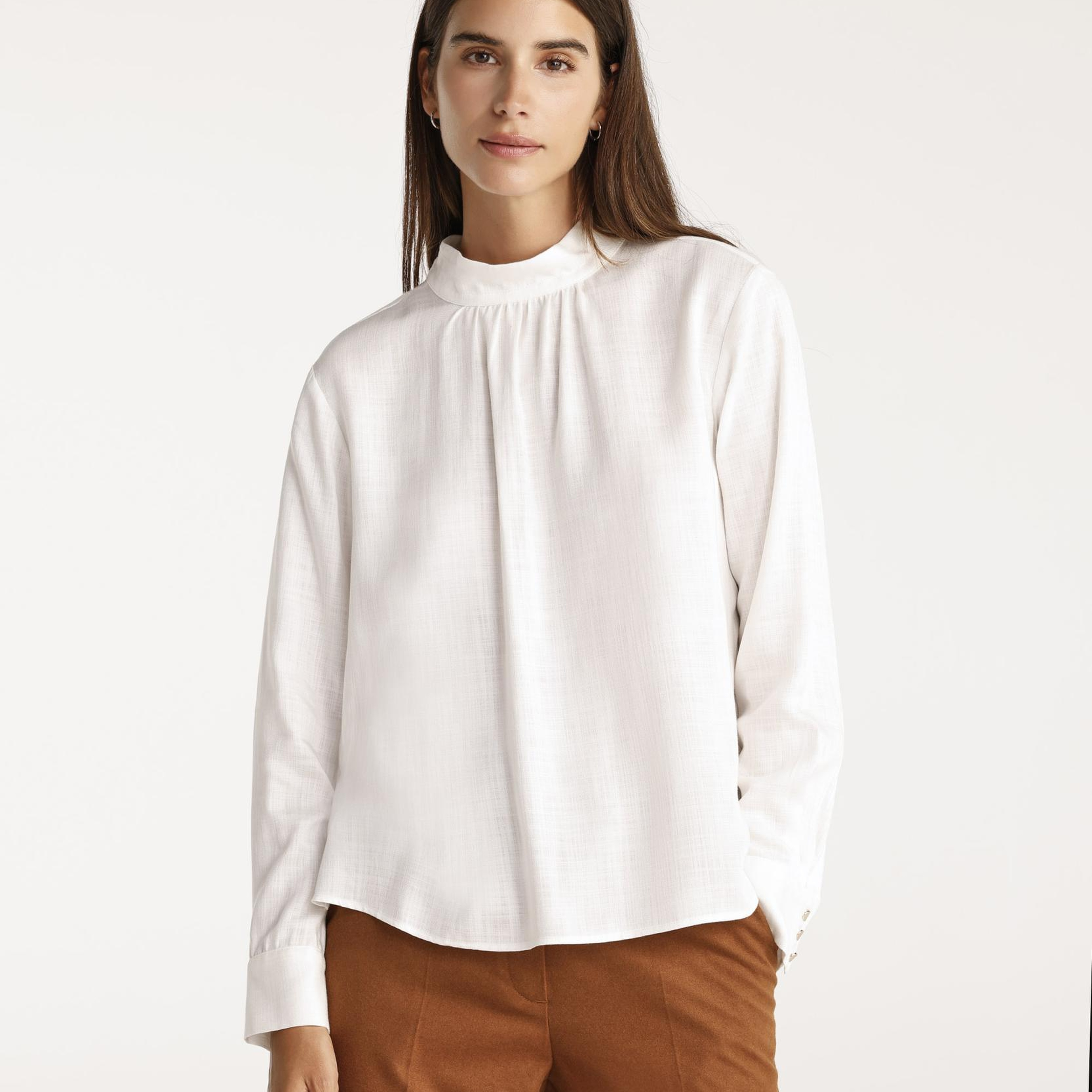 YARGICI Büzgü Detaylı Dik Yakalı Bluz