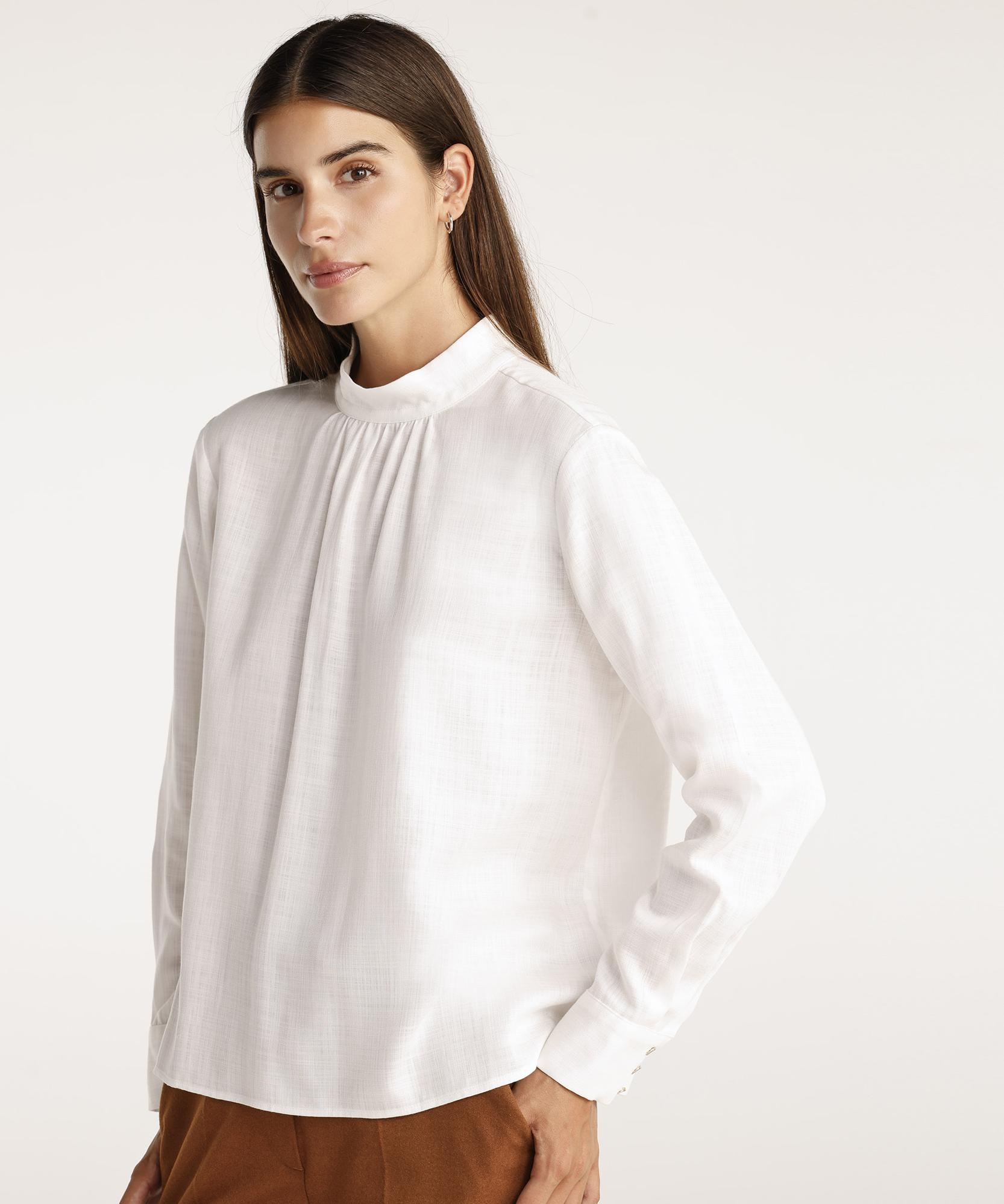 YARGICI Büzgü Detaylı Dik Yakalı Bluz