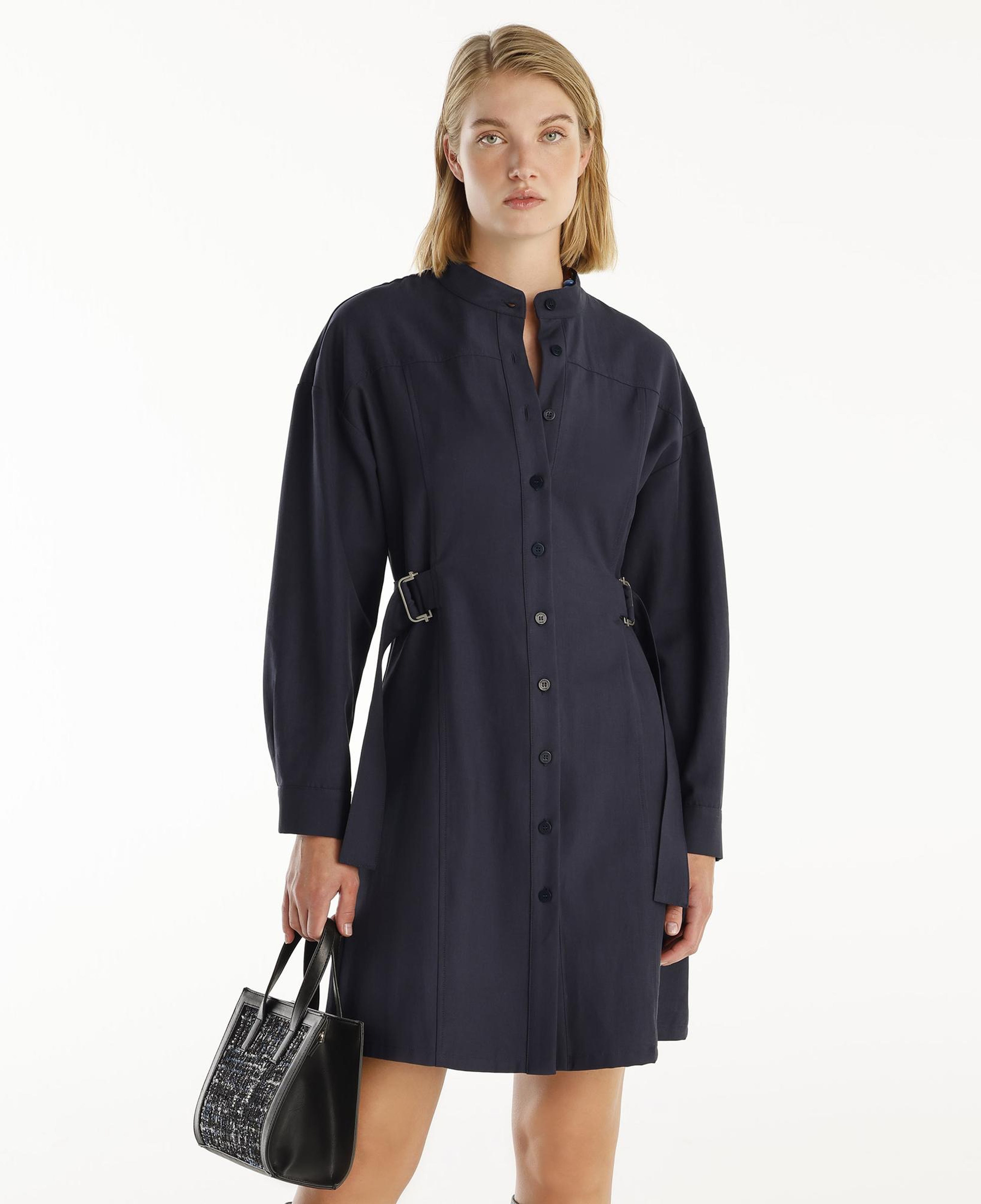 YARGICI Kemer Detaylı Uzun Kollu Hakim Yaka Kısa Gömlek Elbise