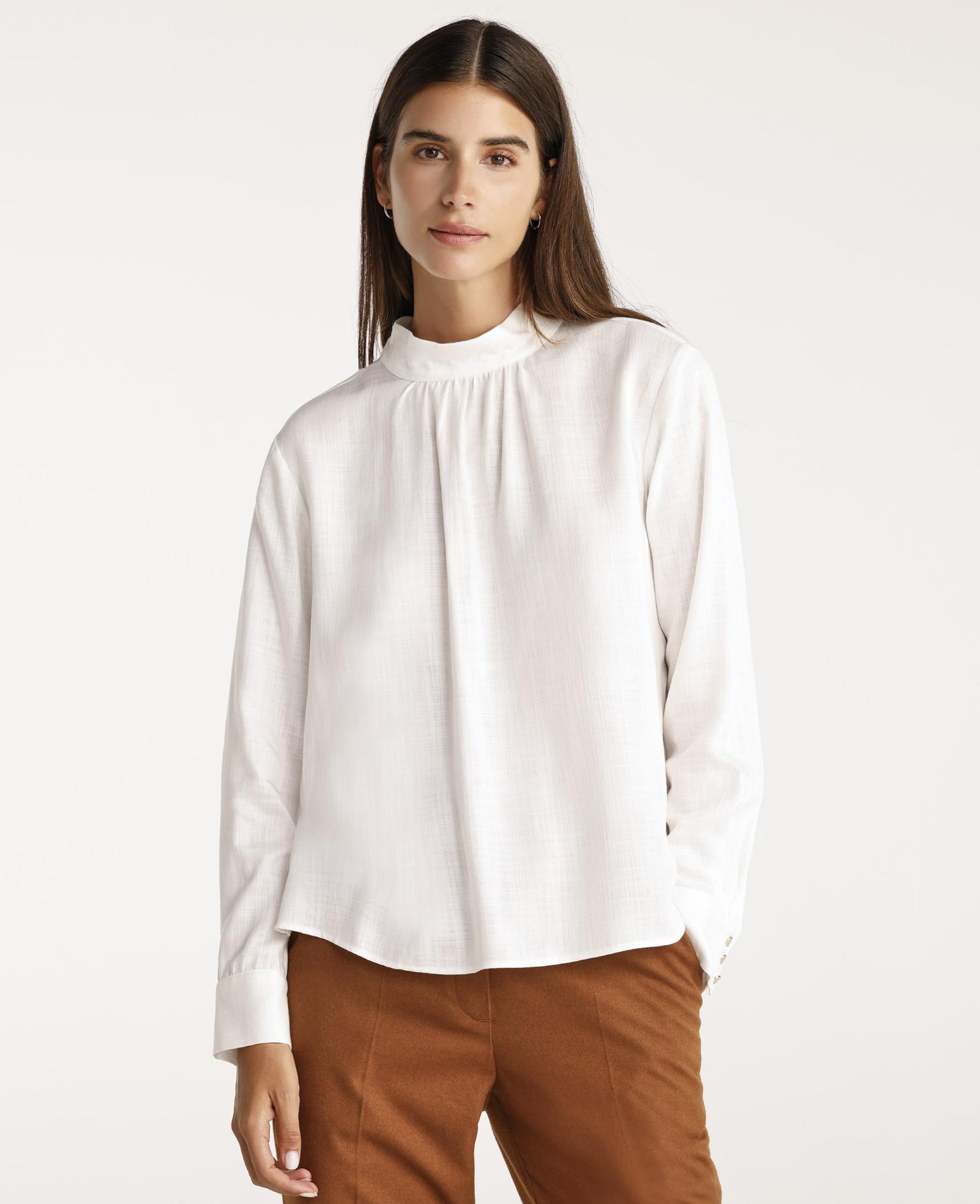 YARGICI Büzgü Detaylı Dik Yakalı Bluz