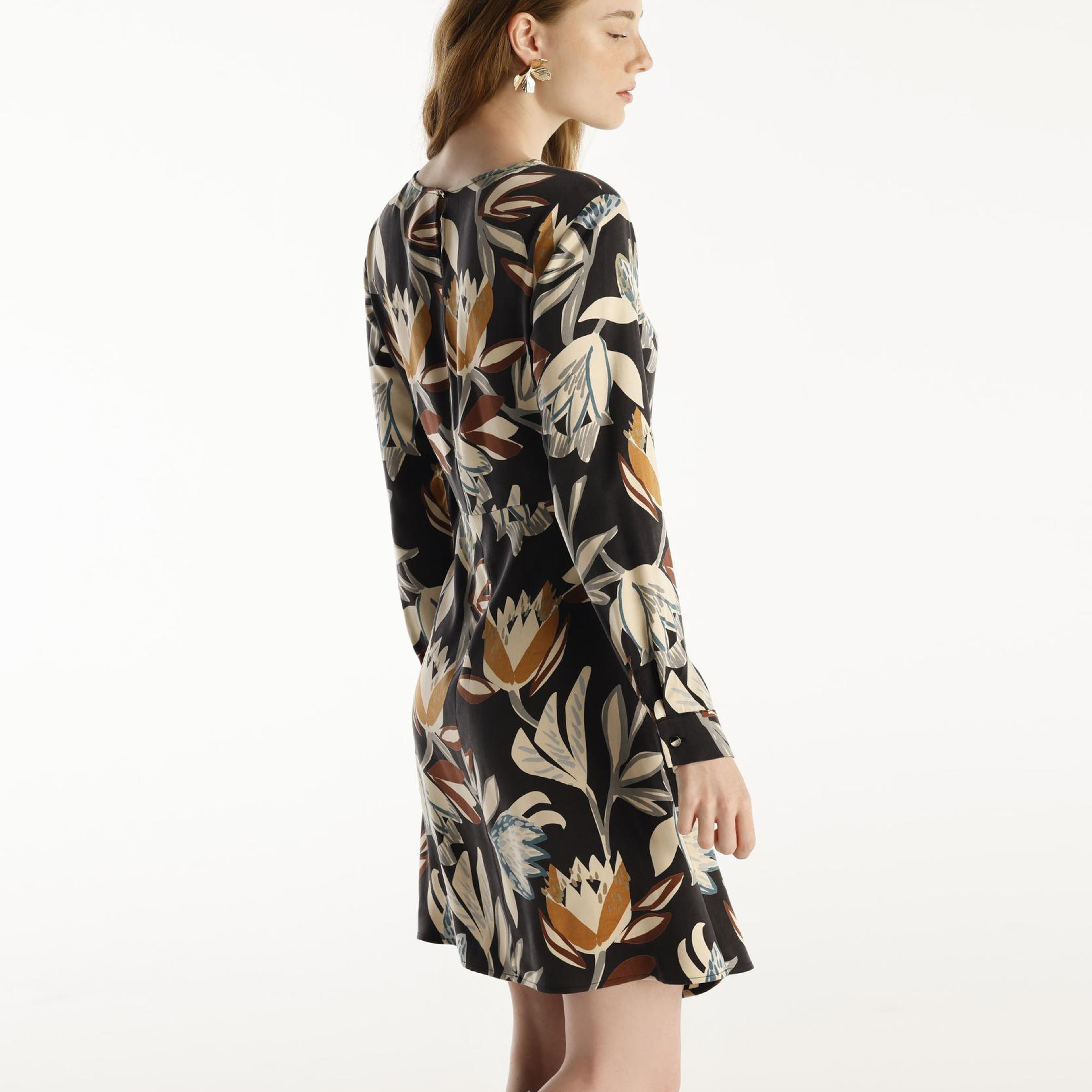 YARGICI Bisiklet Yaka Uzun Kollu Kısa Elbise