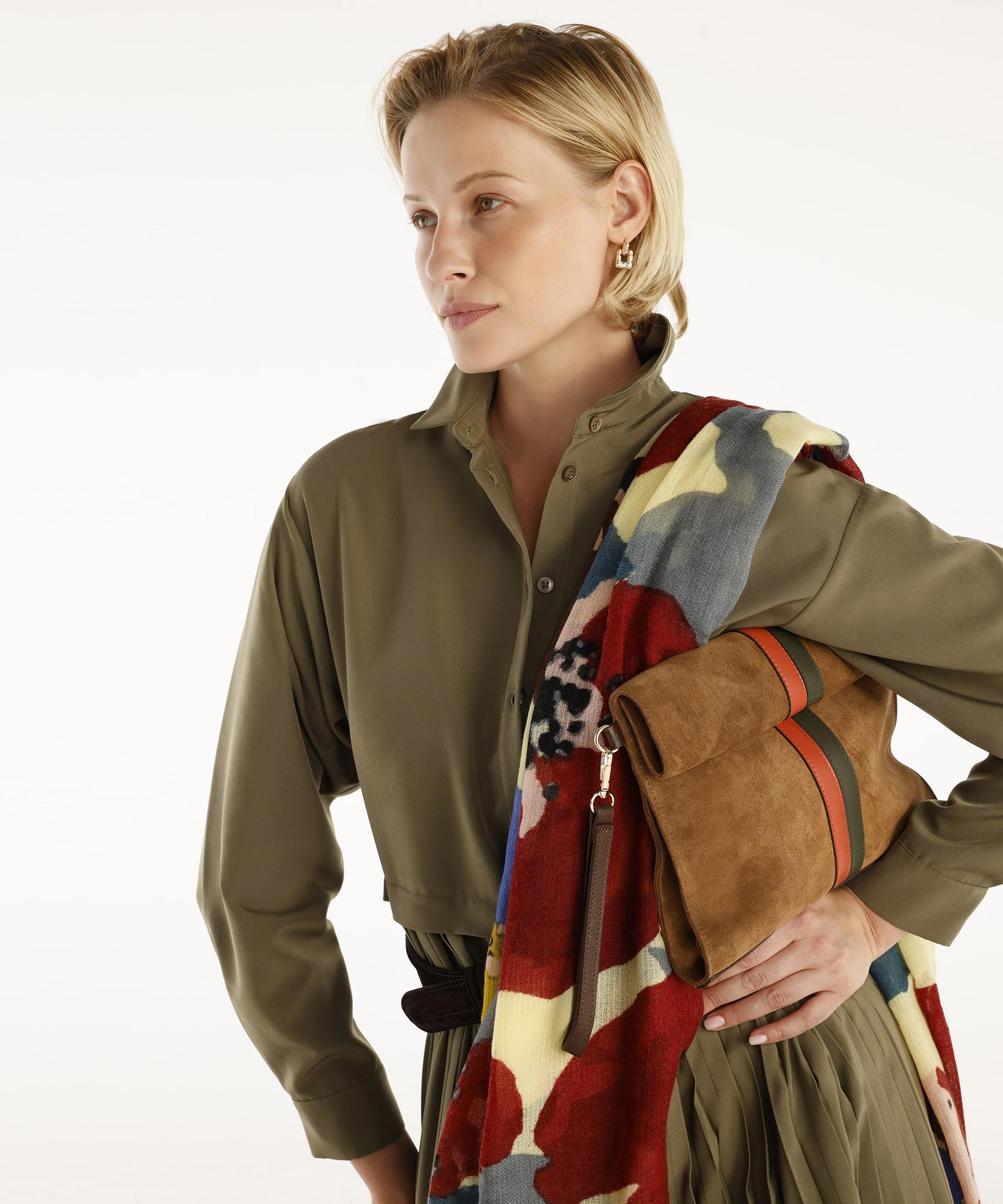 YARGICI Uzun Kollu Pliseli Midi Boy Gömlek Elbise