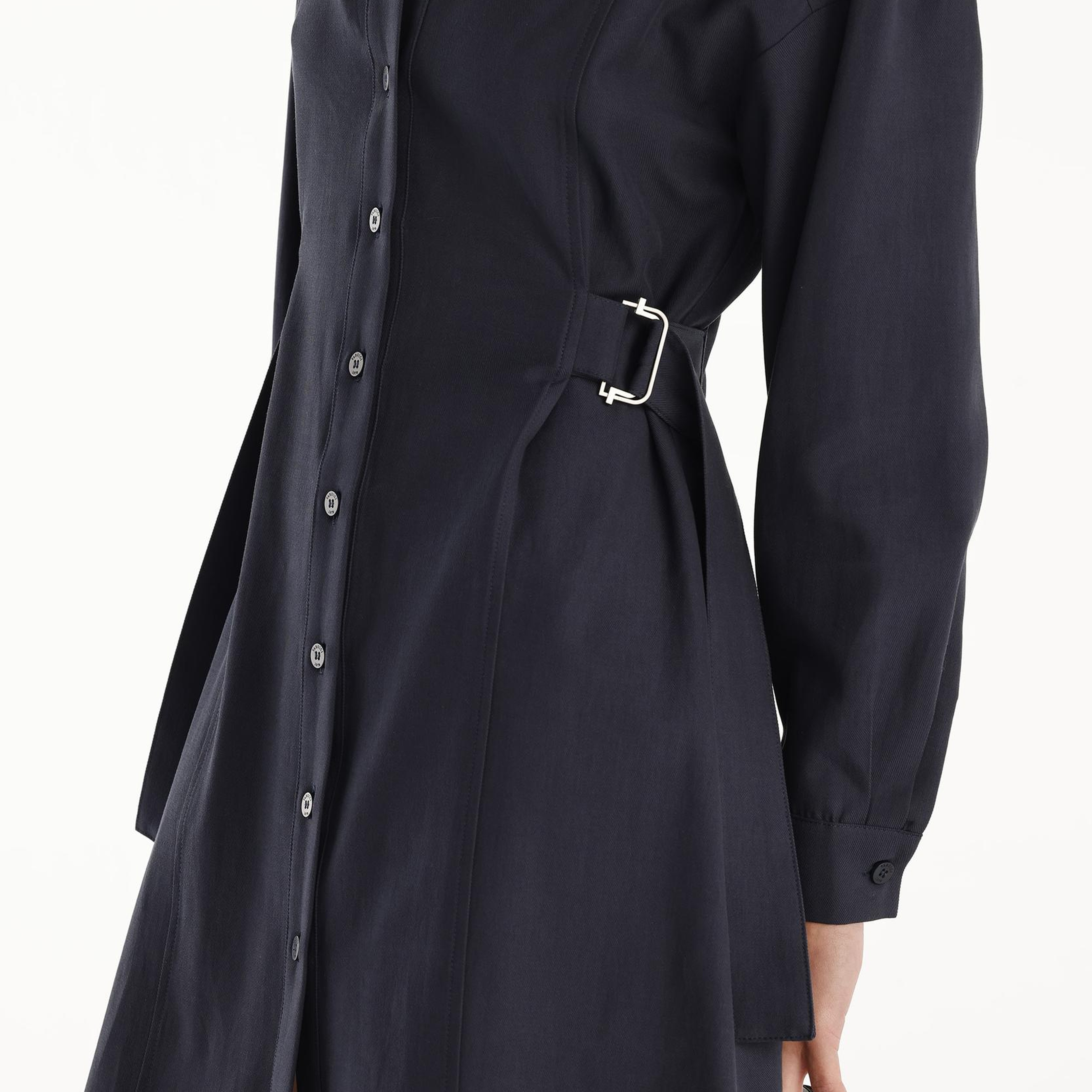 YARGICI Kemer Detaylı Uzun Kollu Hakim Yaka Kısa Gömlek Elbise