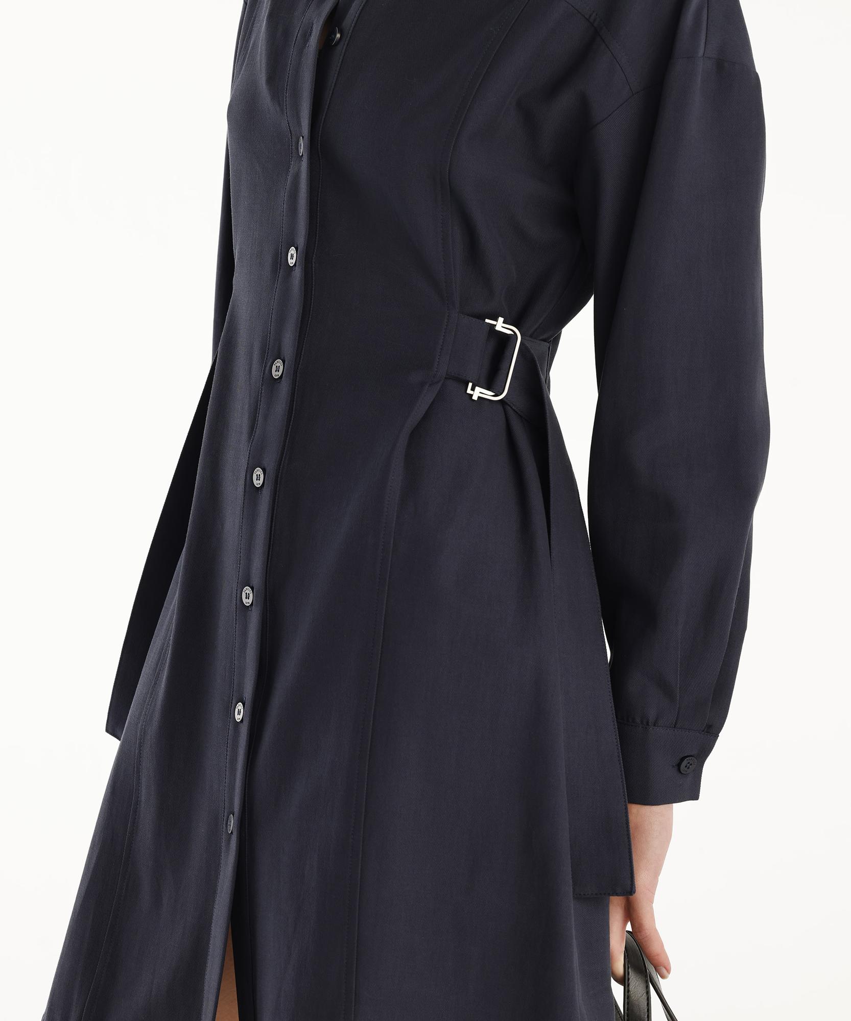 YARGICI Kemer Detaylı Uzun Kollu Hakim Yaka Kısa Gömlek Elbise