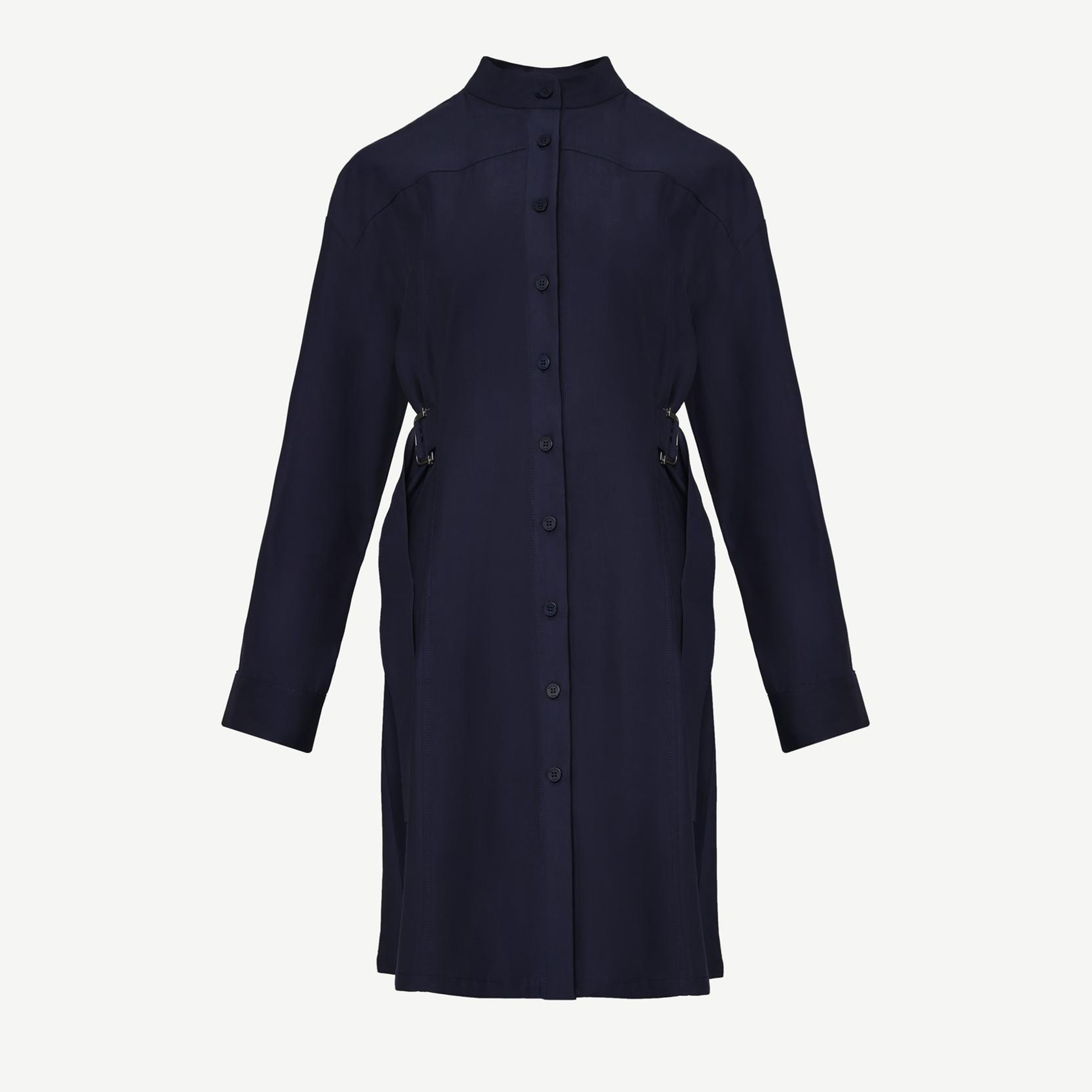 YARGICI Kemer Detaylı Uzun Kollu Hakim Yaka Kısa Gömlek Elbise