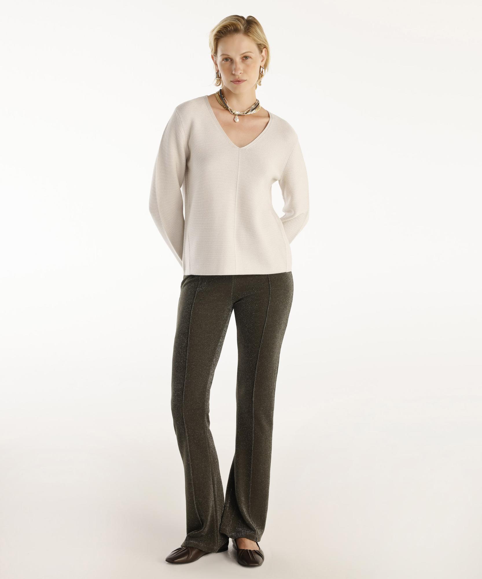 YARGICI Önü Dikişli Simli Geniş Paça Pantolon