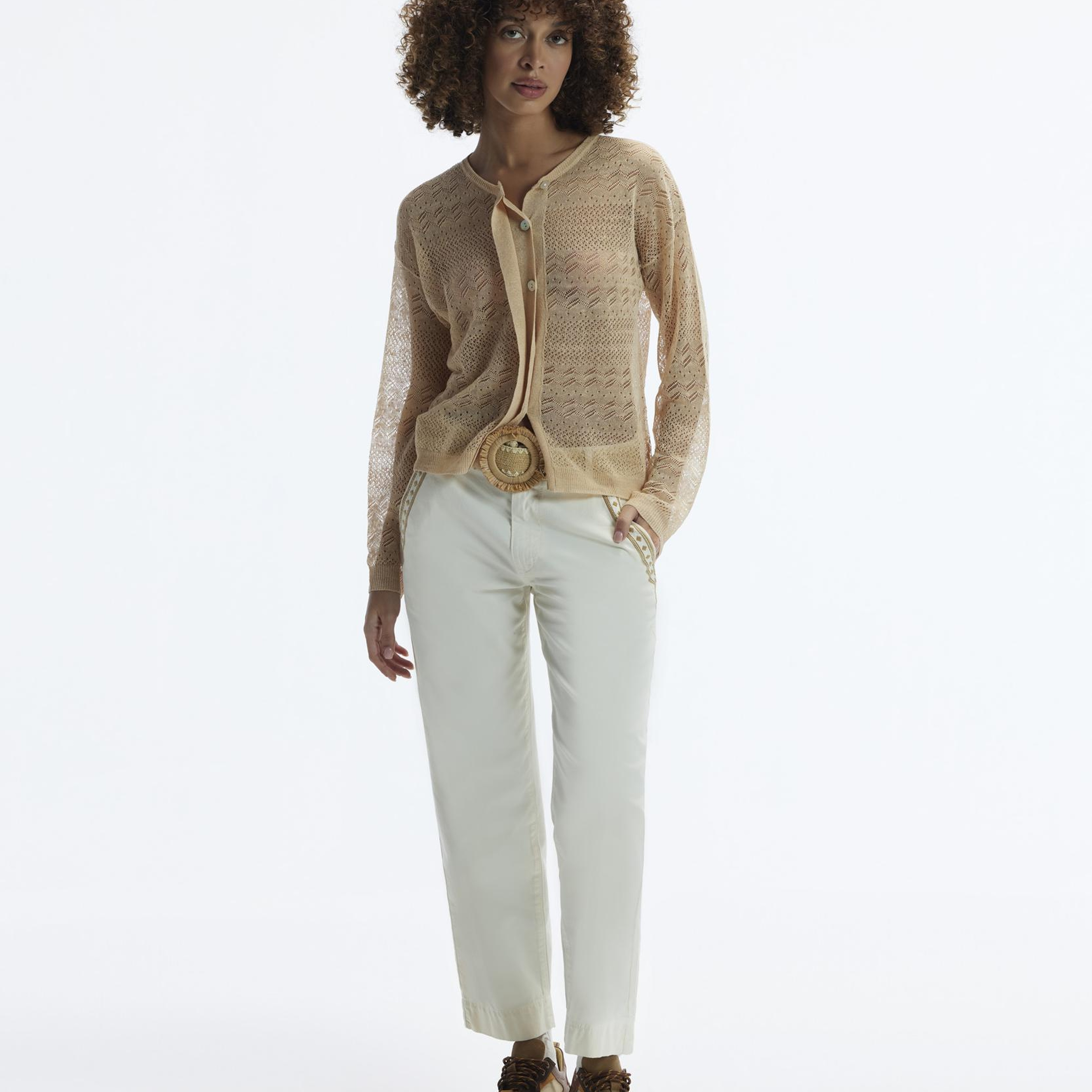 YARGICI Düz Kesim Nakış Detaylı Pantolon