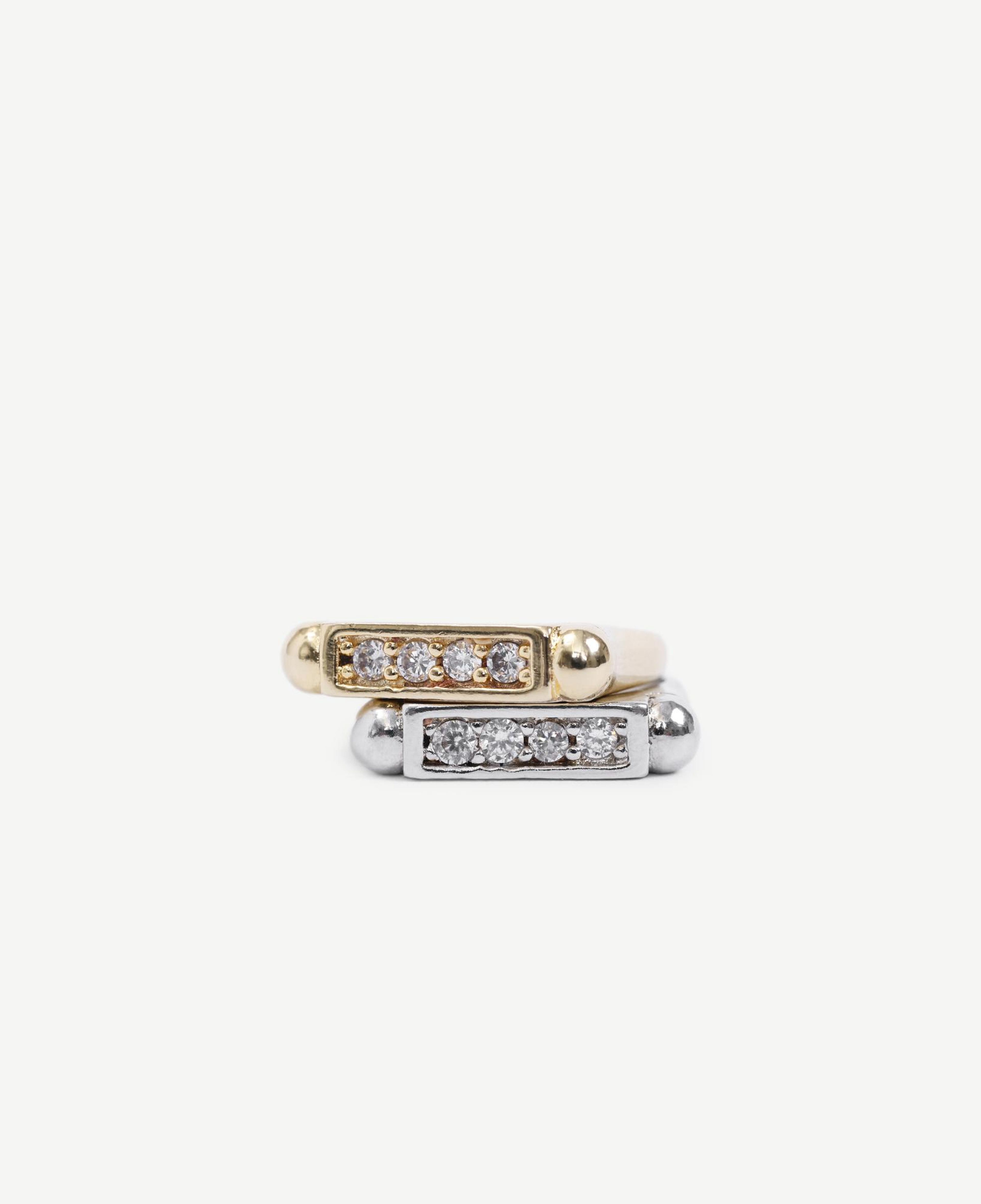 YARGICI Cam Taş Detaylı 2'Li Yüzük Seti