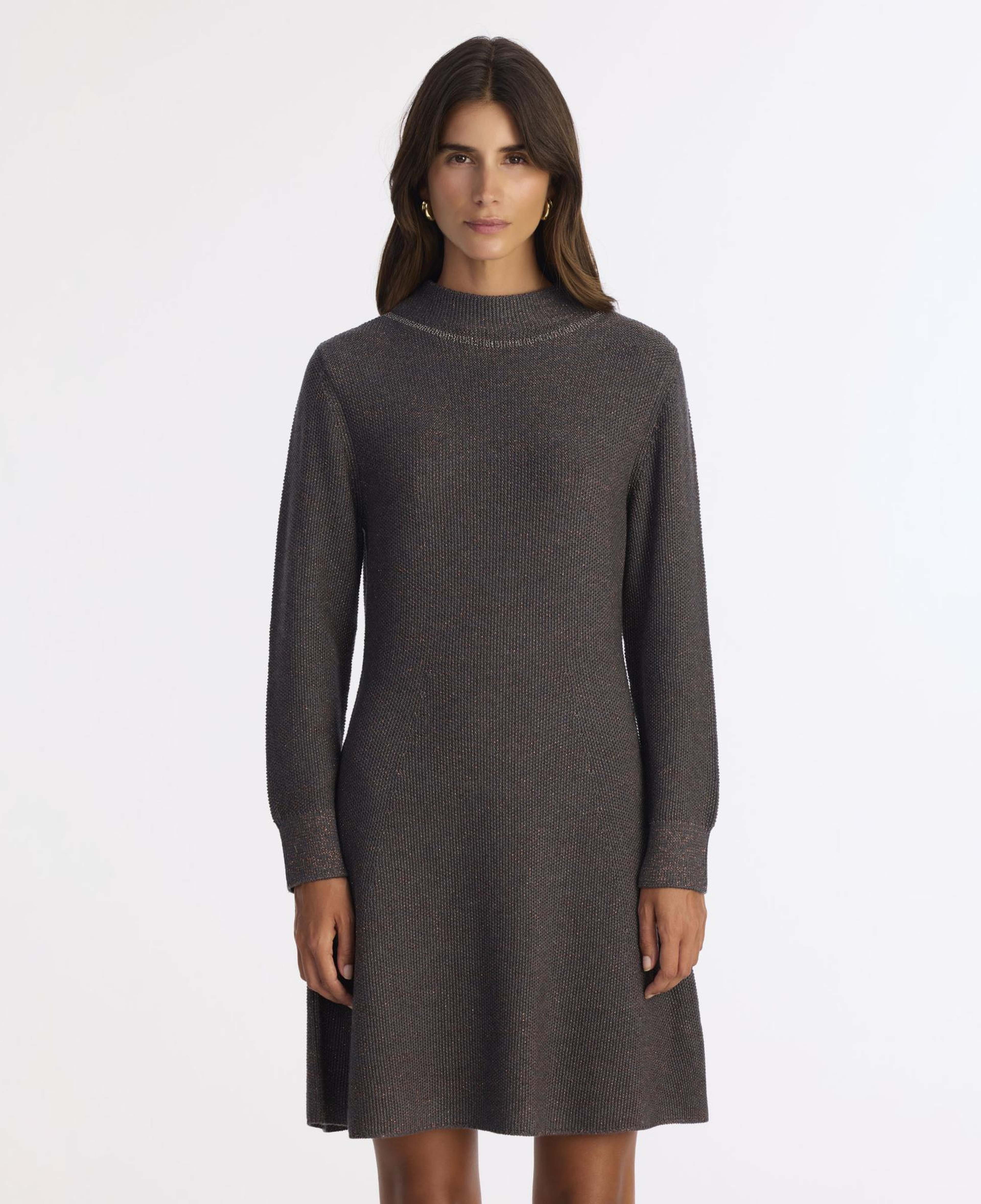 YARGICI A Form Kayık Yaka Uzun Kol Elbise