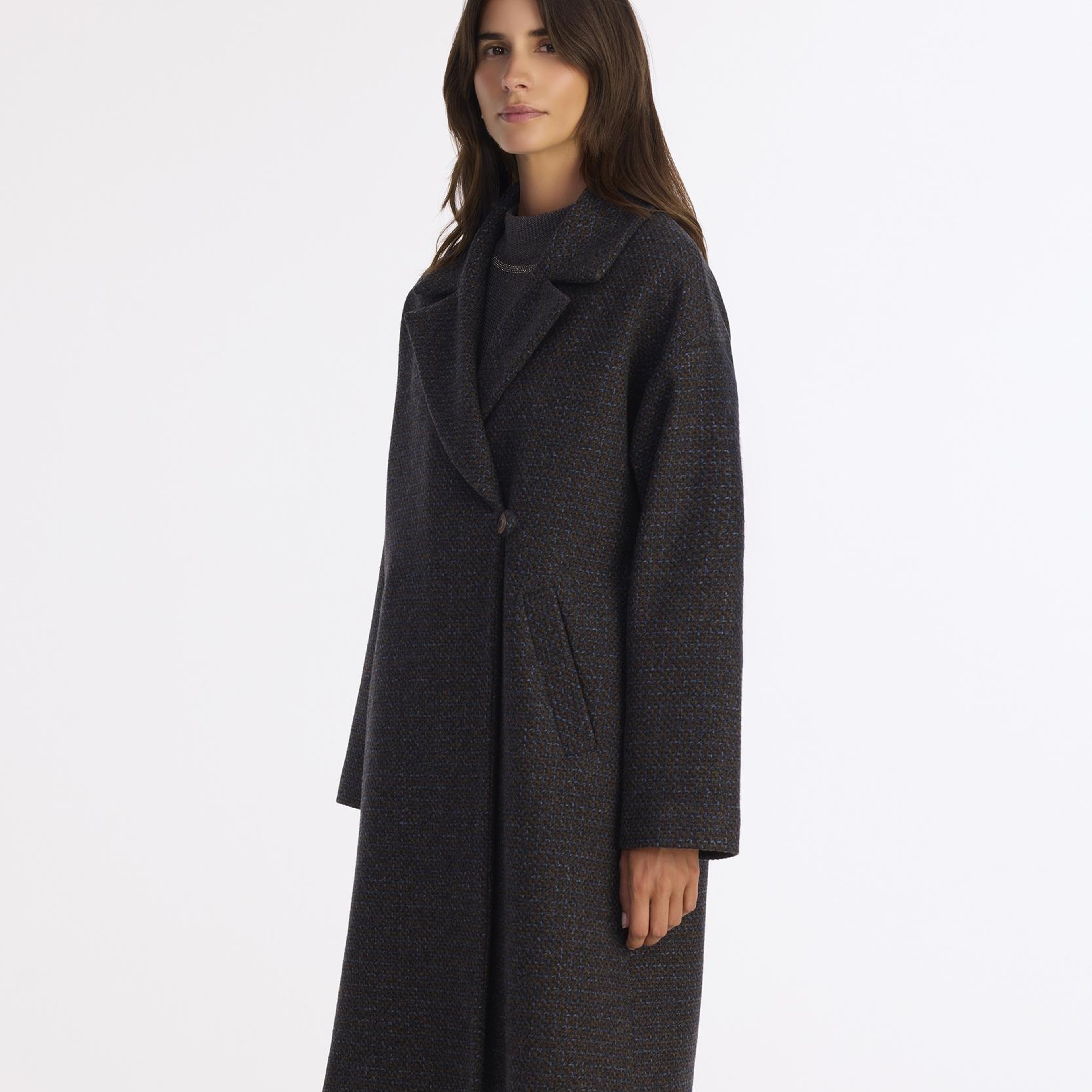 YARGICI Geniş Ceket Yaka Uzun Kol Palto