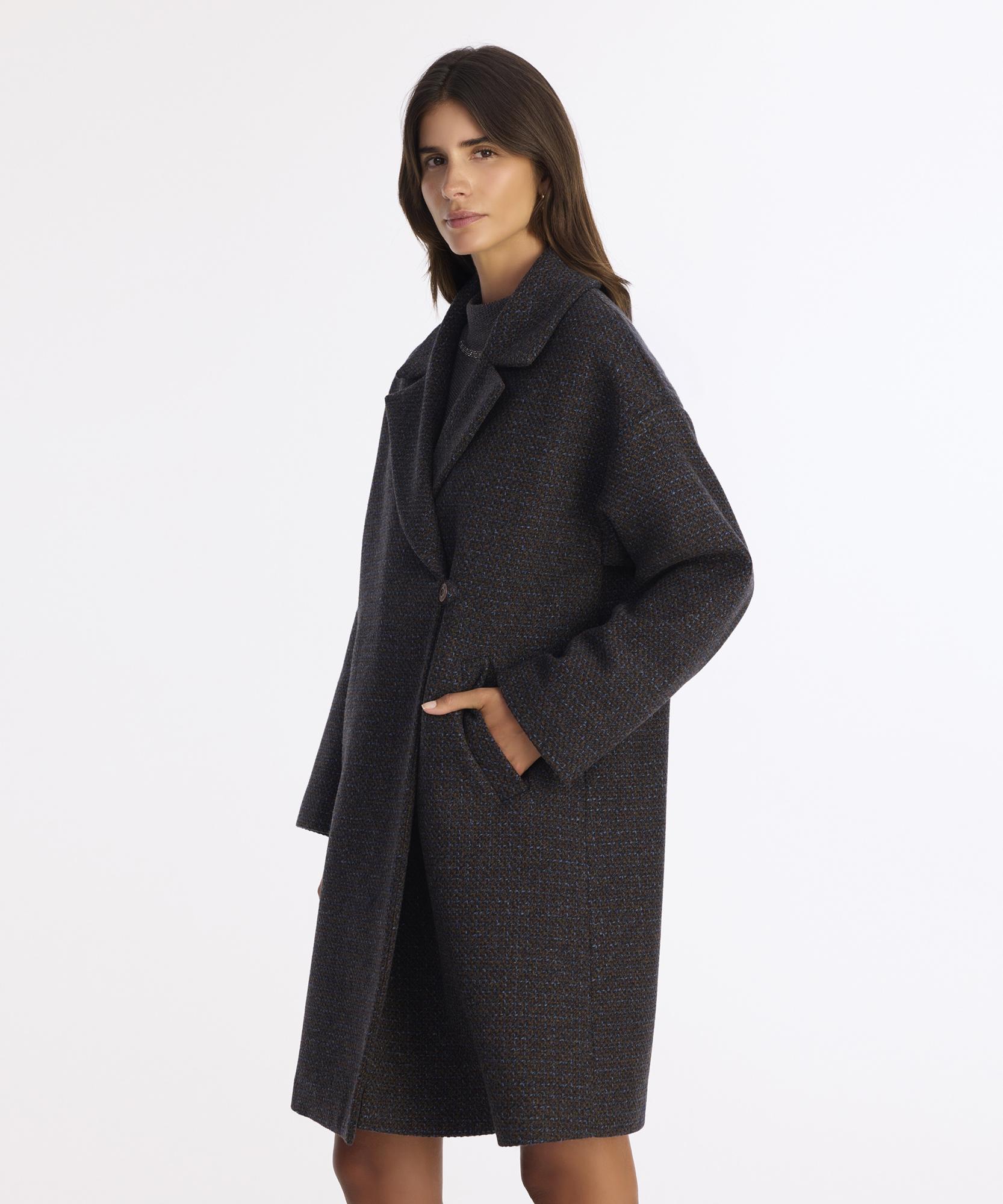 YARGICI Geniş Ceket Yaka Uzun Kol Palto