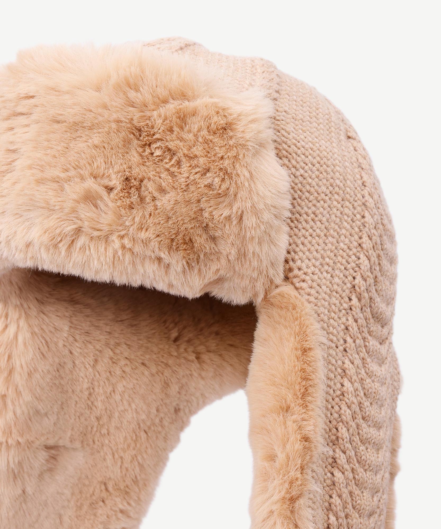 YARGICI Örgü Detaylı Kürklü Kar Şapkası