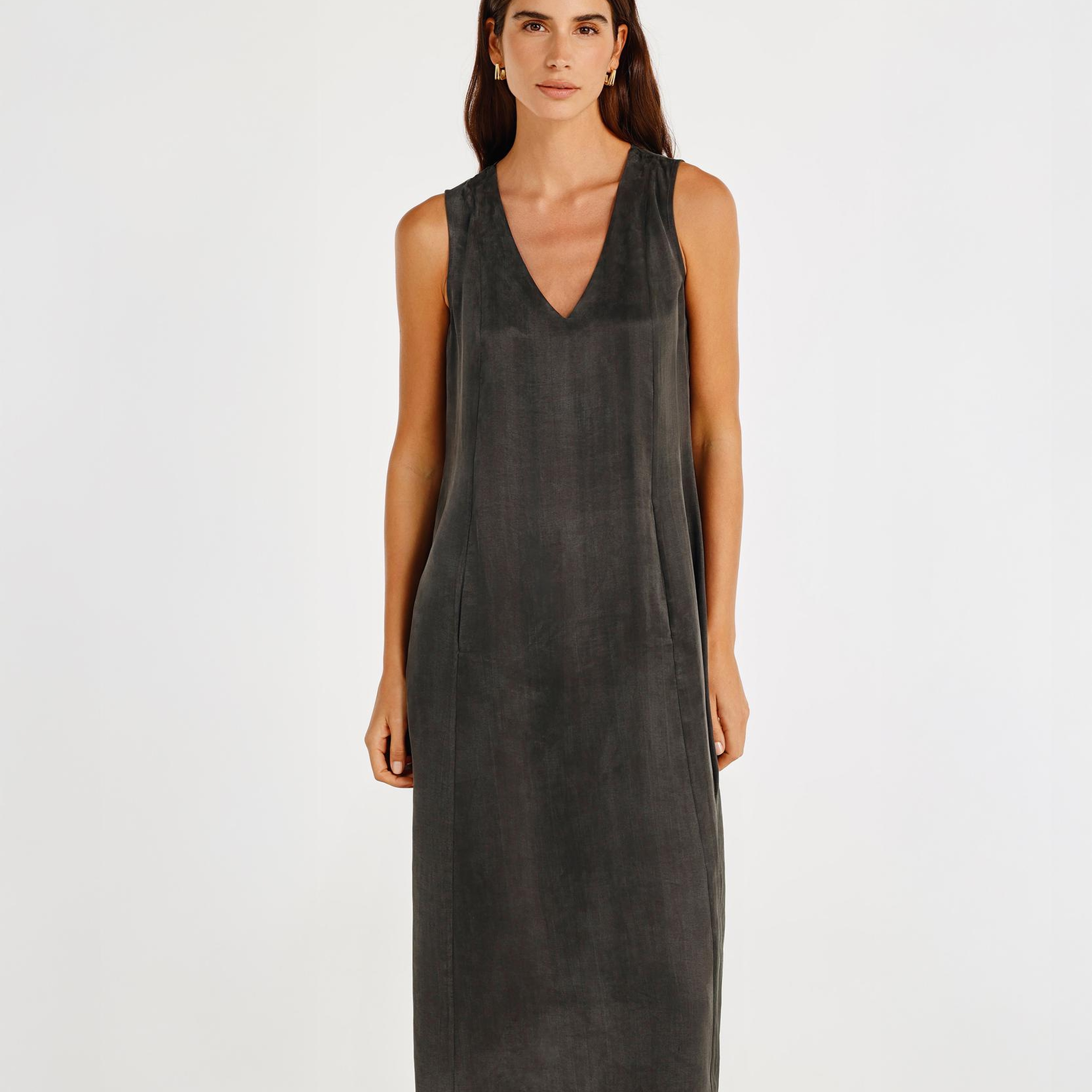 YARGICI V Yaka Panel Kesikli Elbise