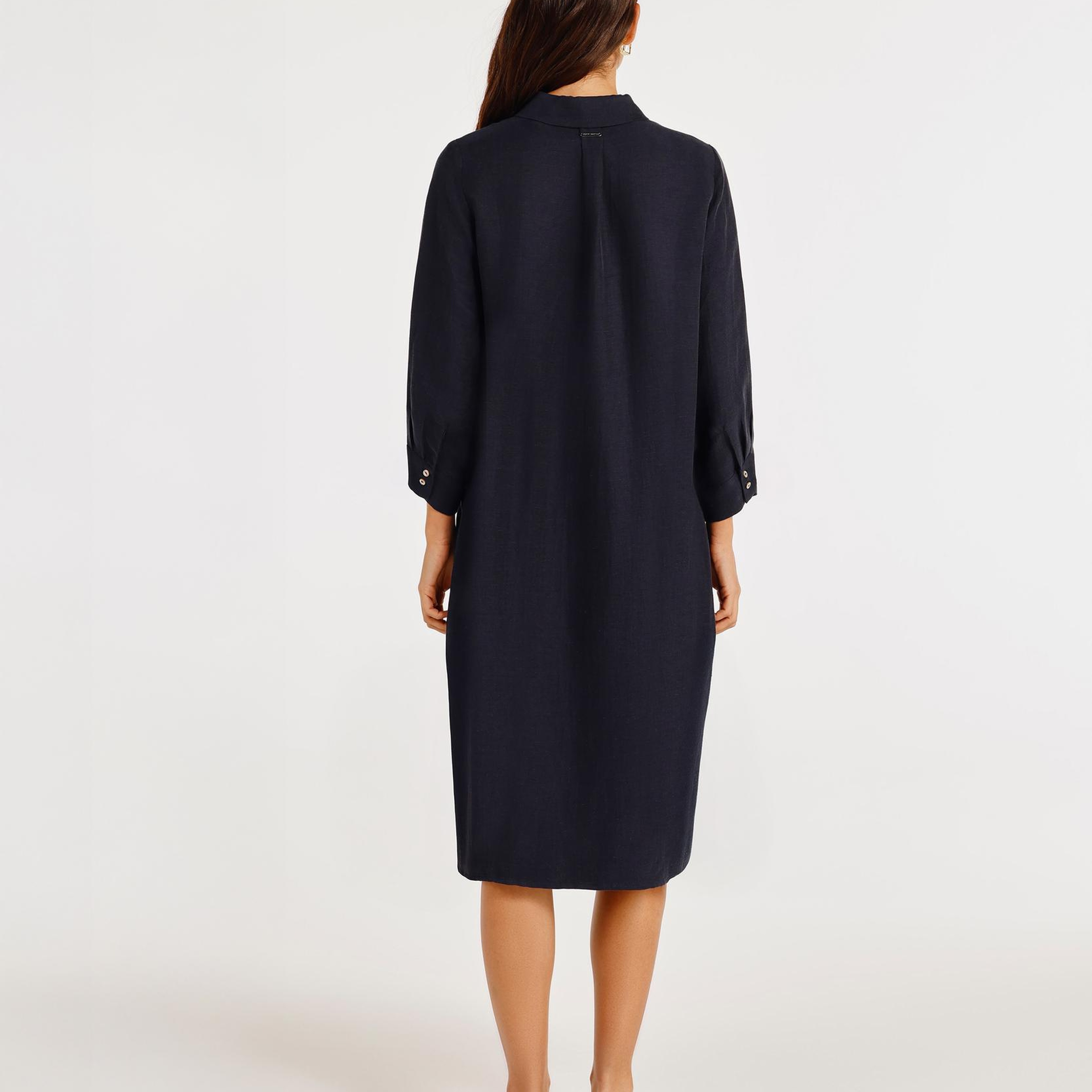 YARGICI Yaka Detaylı Rahat Kalıp Elbise