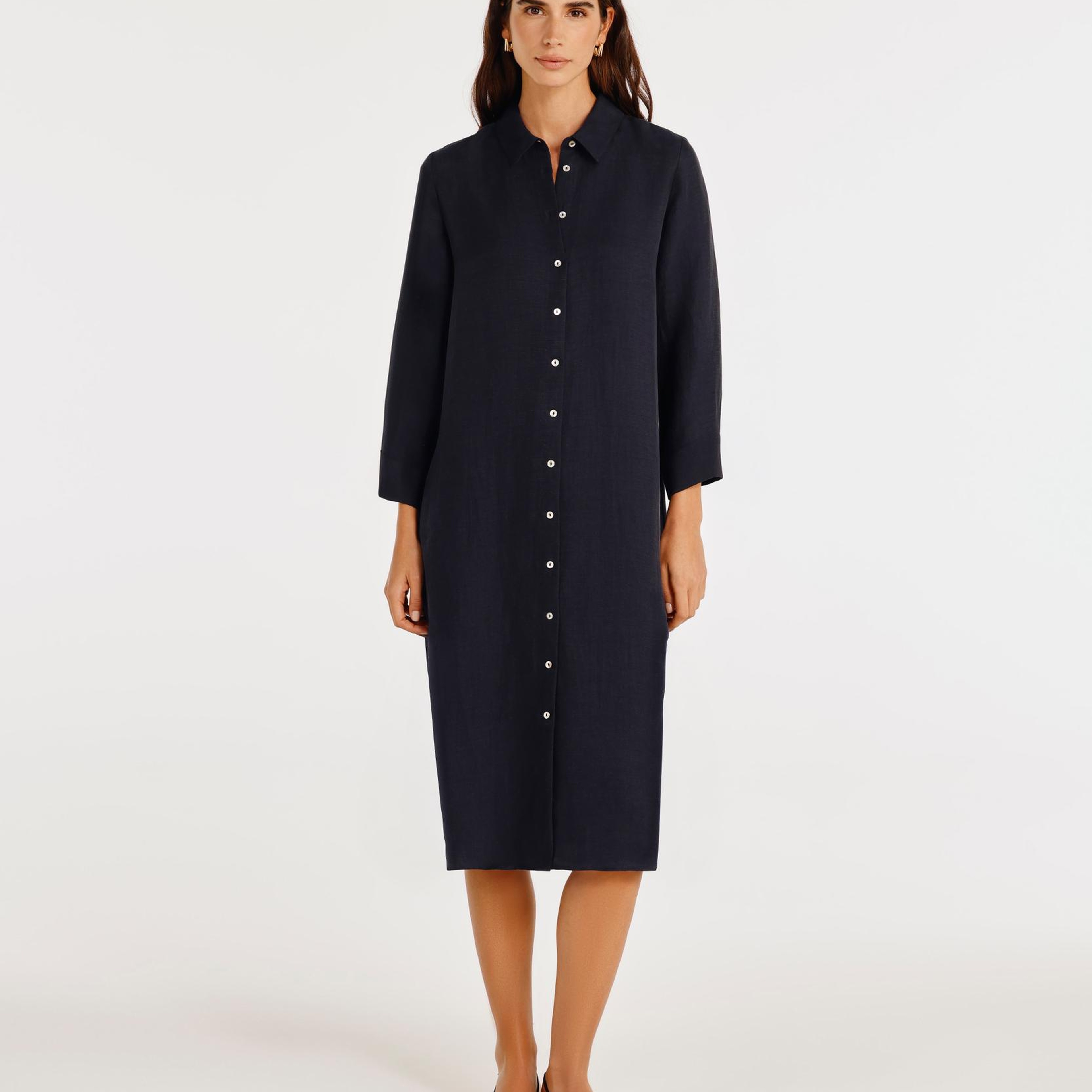 YARGICI Yaka Detaylı Rahat Kalıp Elbise