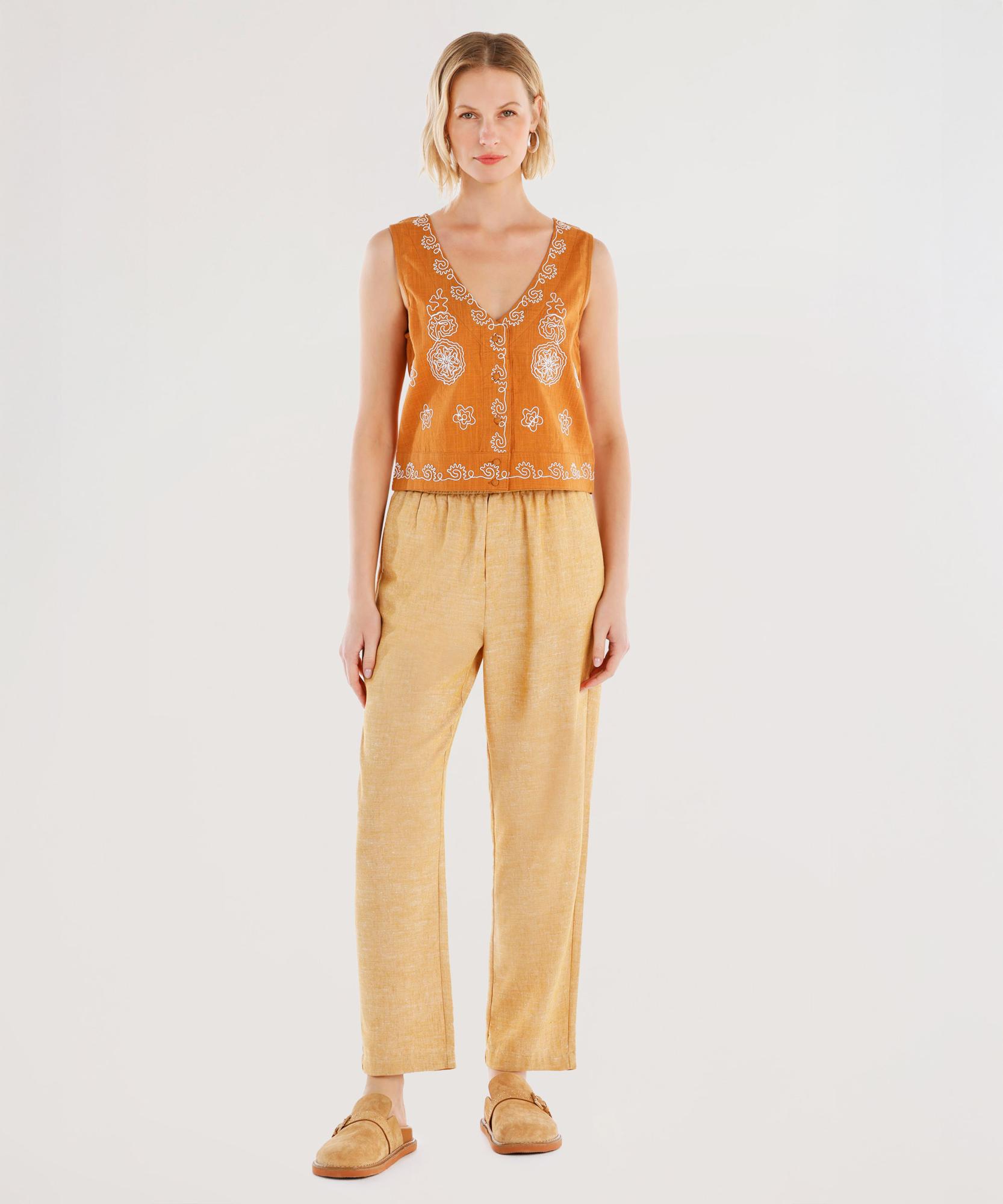 YARGICI Beli Lastikli Düz Kesim Pantolon