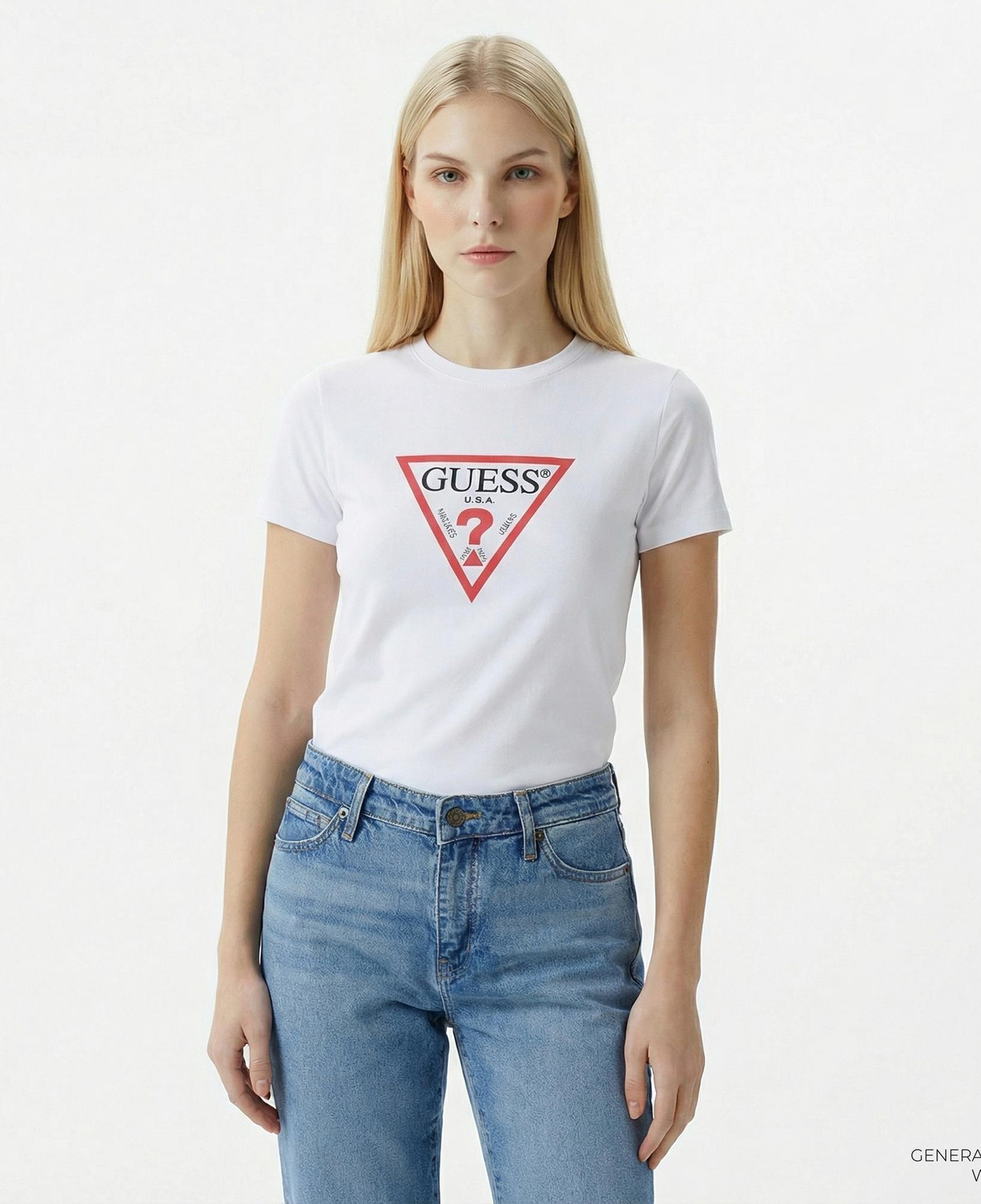 Guess Iconic Mid Organic Kadın Beyaz T-Shirt