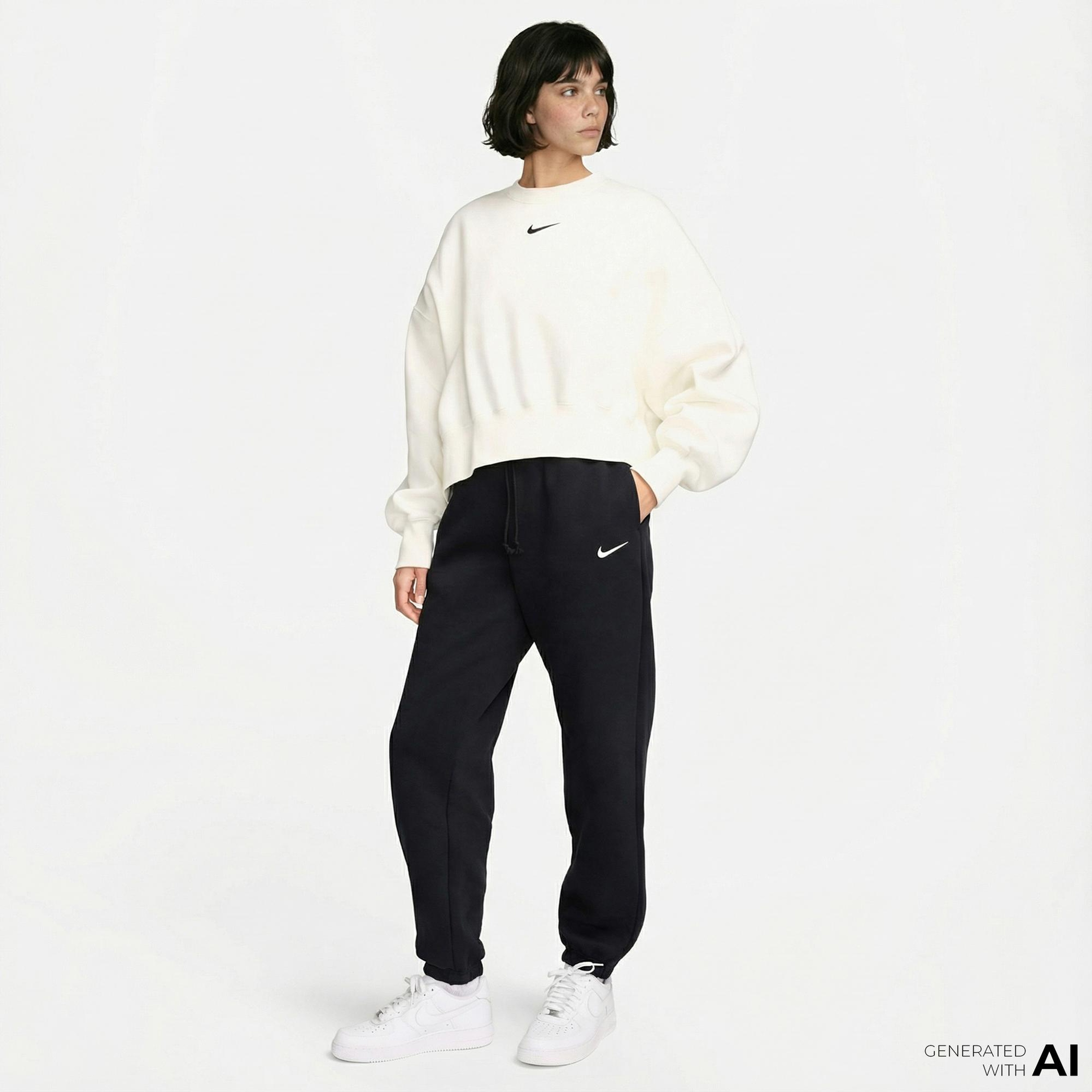 Nike Sportswear Phoenix Fleece High Rise Kadın Siyah Eşofman Altı