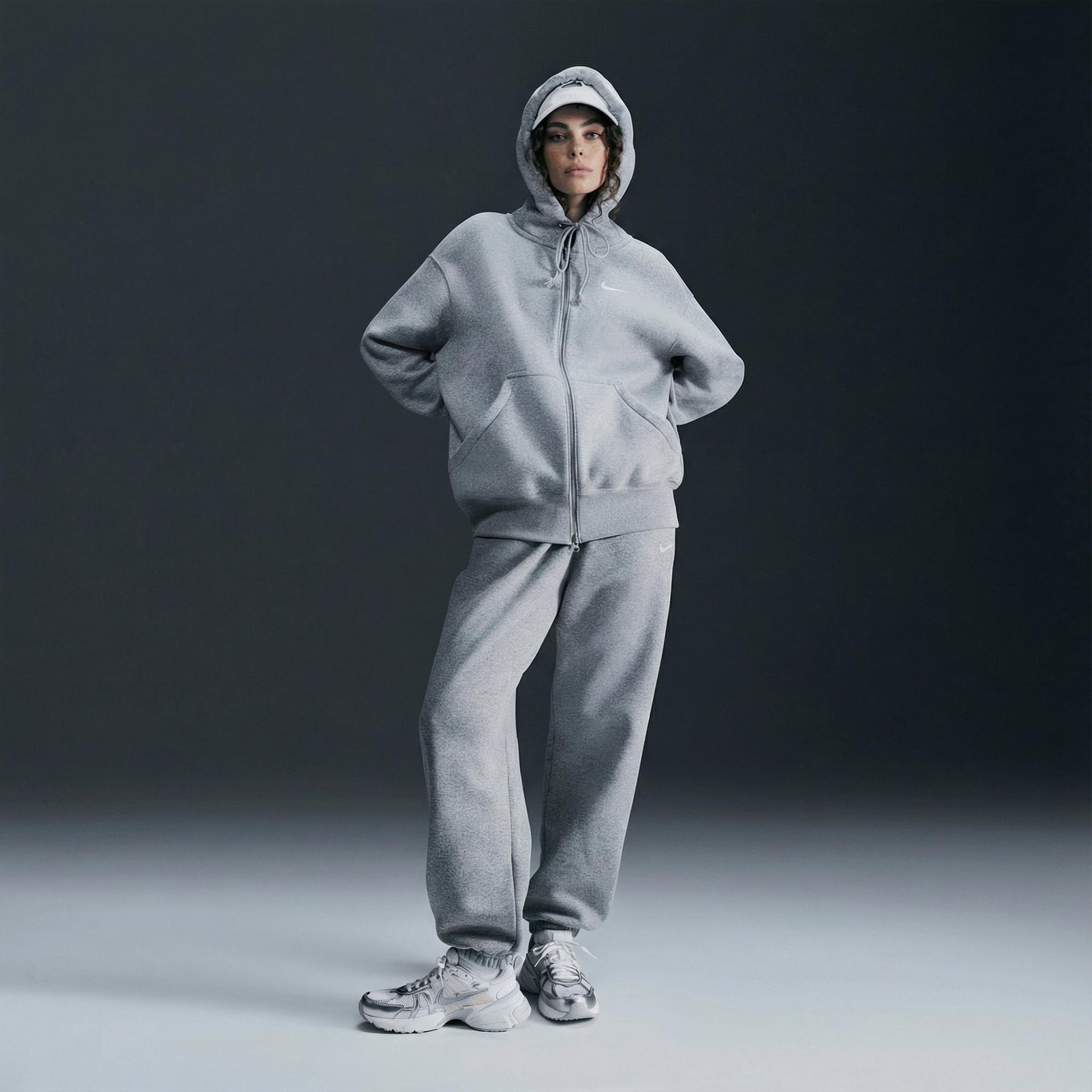 Nike Sportswear Phoenix Fleece Oversize Kadın Gri Hoodie