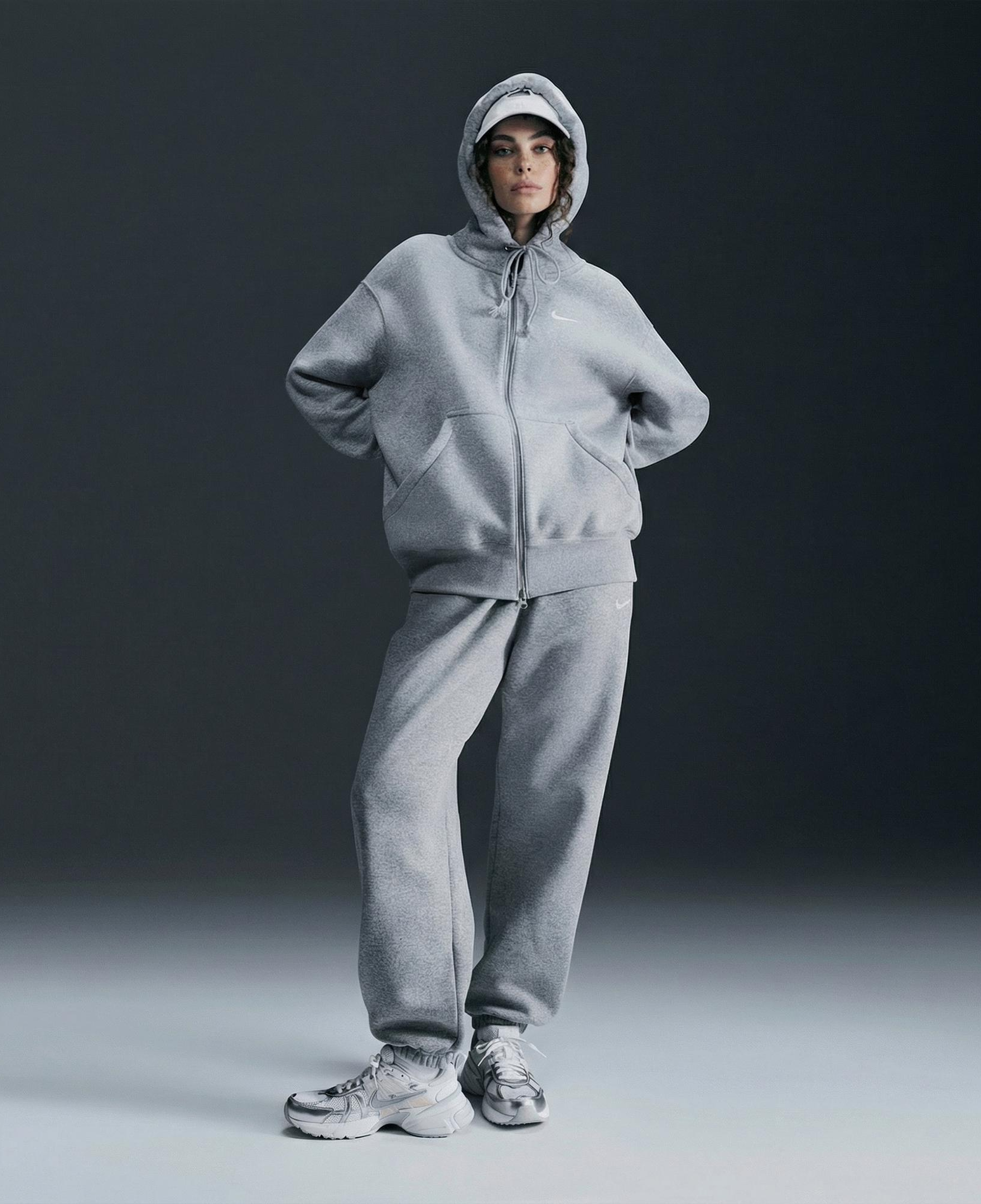 Nike Sportswear Phoenix Fleece Oversize Kadın Gri Hoodie