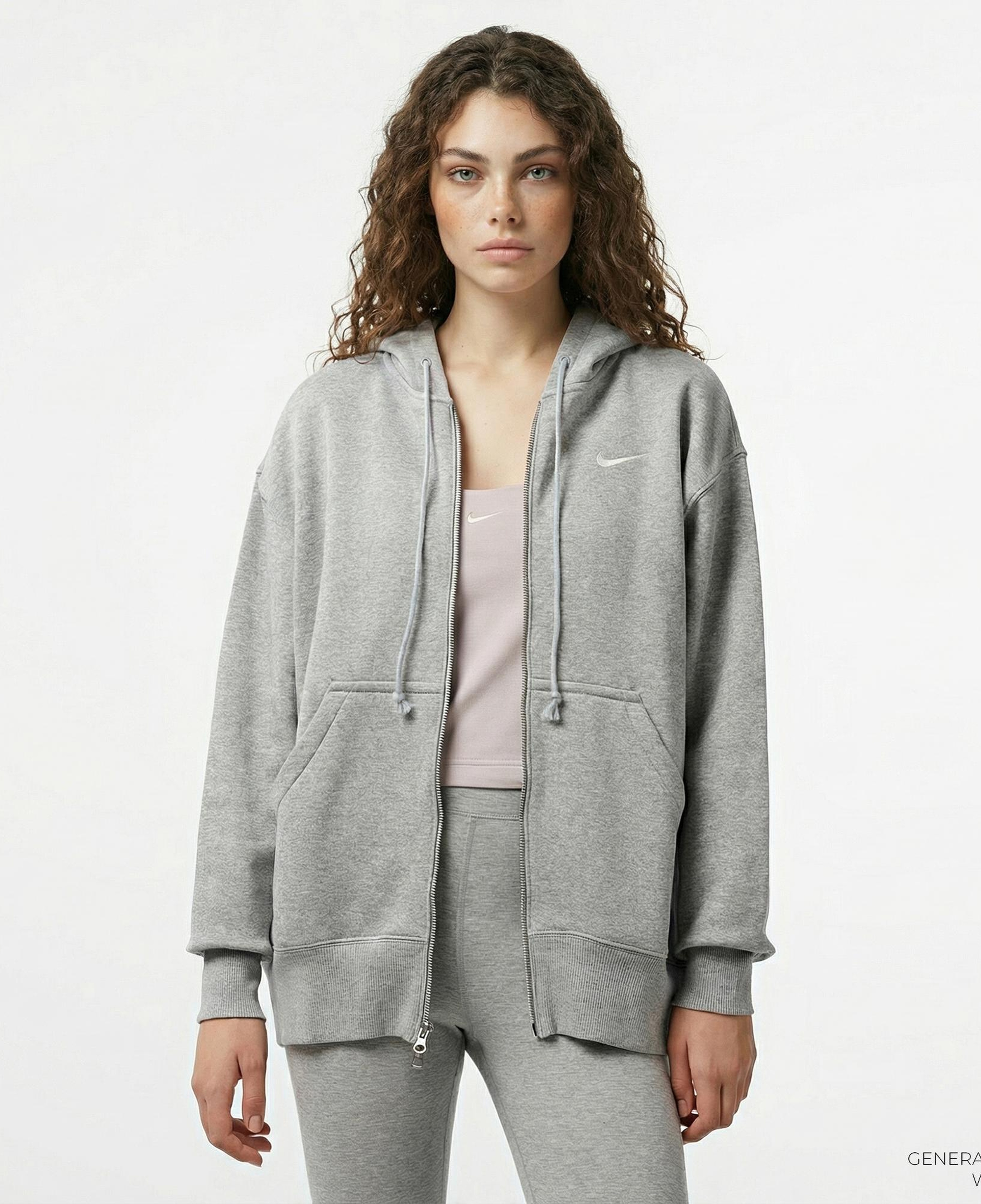 Nike Sportswear Phoenix Fleece Oversize Kadın Gri Hoodie