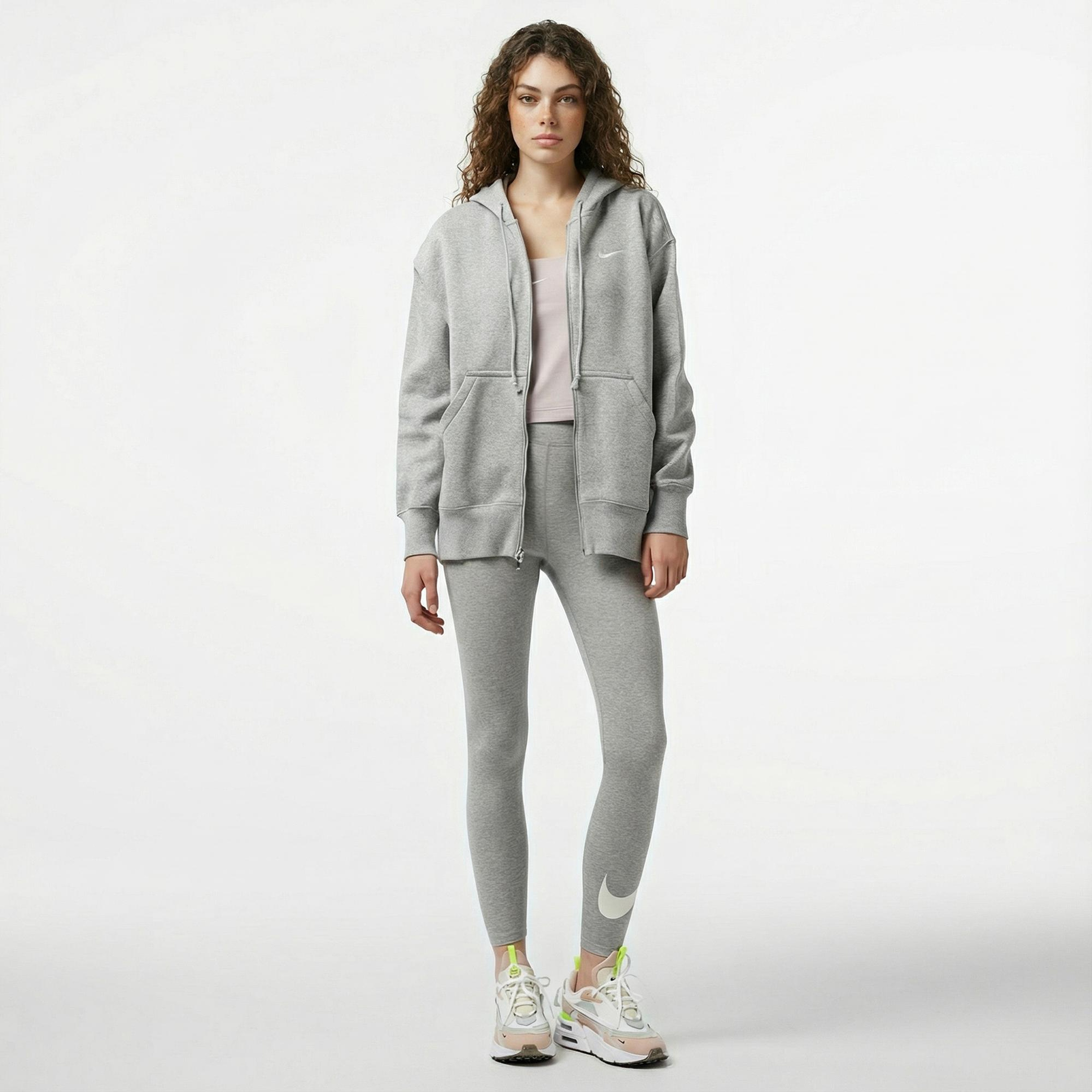 Nike Sportswear Phoenix Fleece Oversize Kadın Gri Hoodie