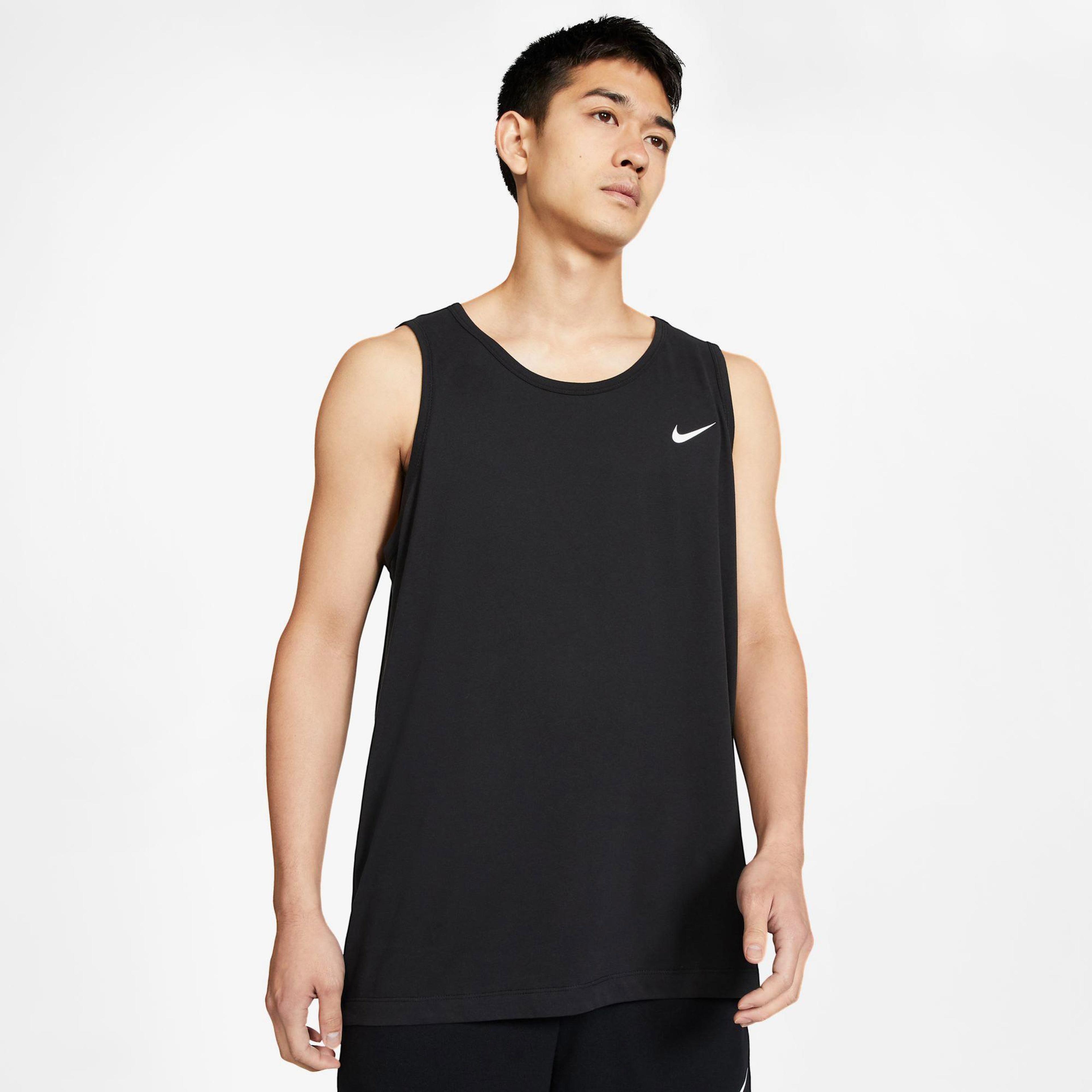 Nike Dri-Fit Tank Solid Erkek Siyah Kolsuz T-Shirt