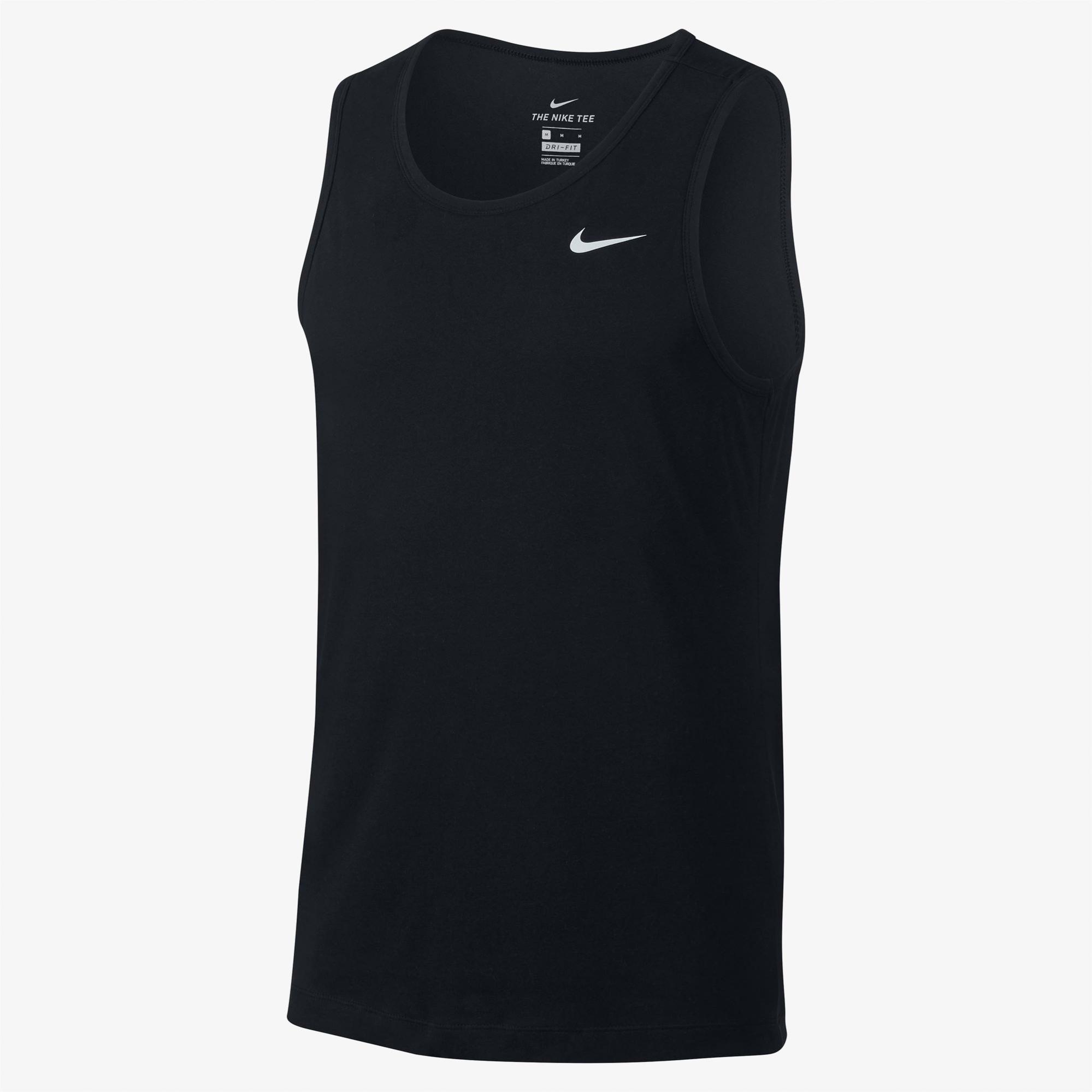 Nike Dri-Fit Tank Solid Erkek Siyah Kolsuz T-Shirt