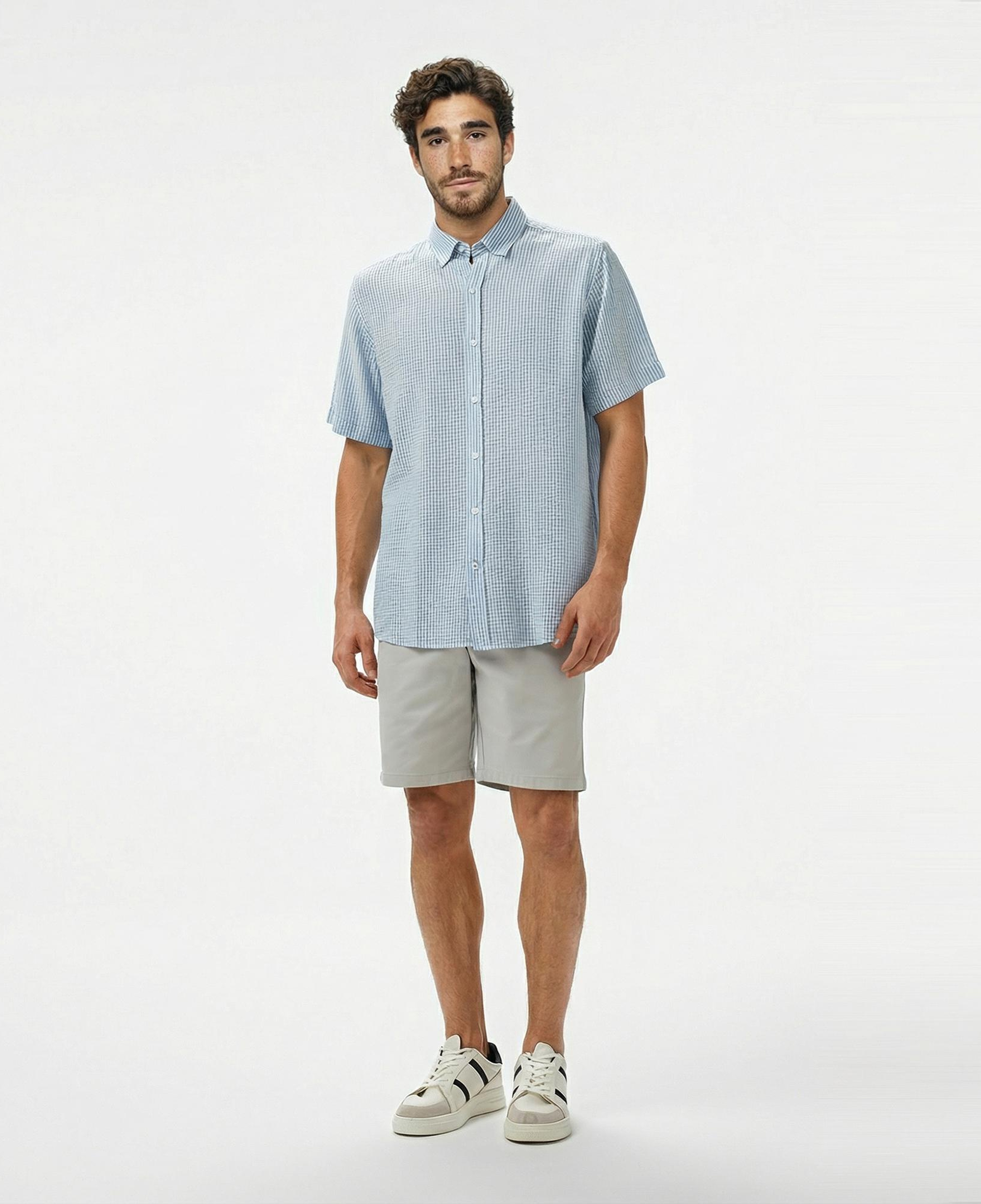 Nautica Erkek Mavi Classic Fit Çizgili Gömlek