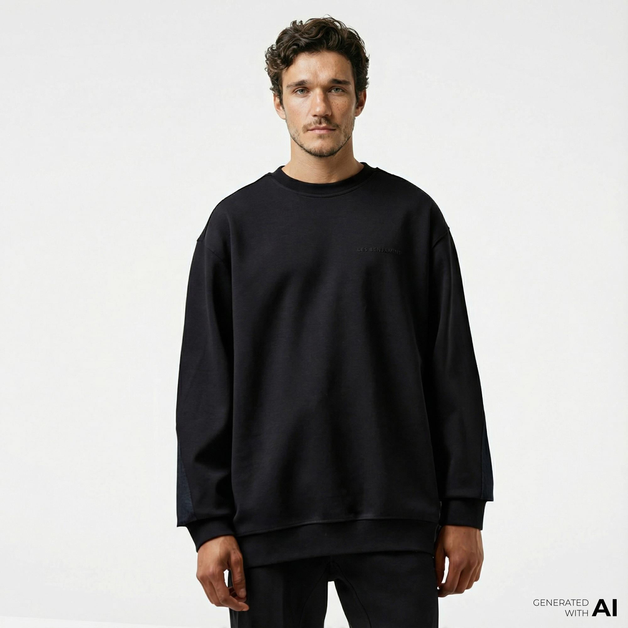 Les Benjamins 403 Erkek Siyah Sweatshirt