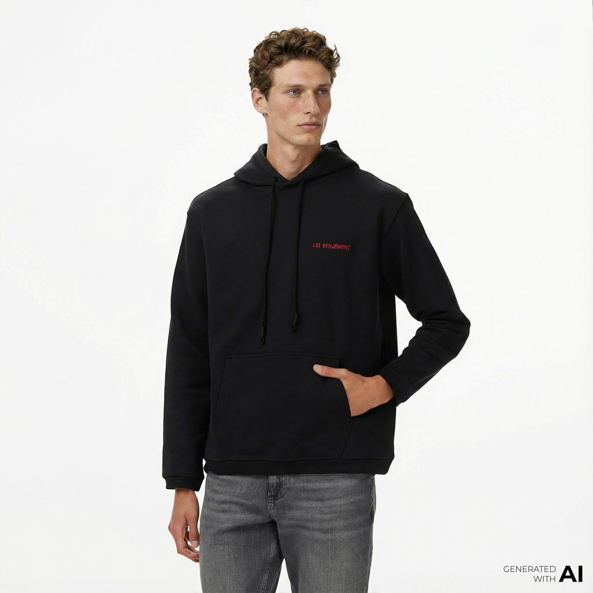 Les Benjamins 018 Erkek Siyah Sweatshirt