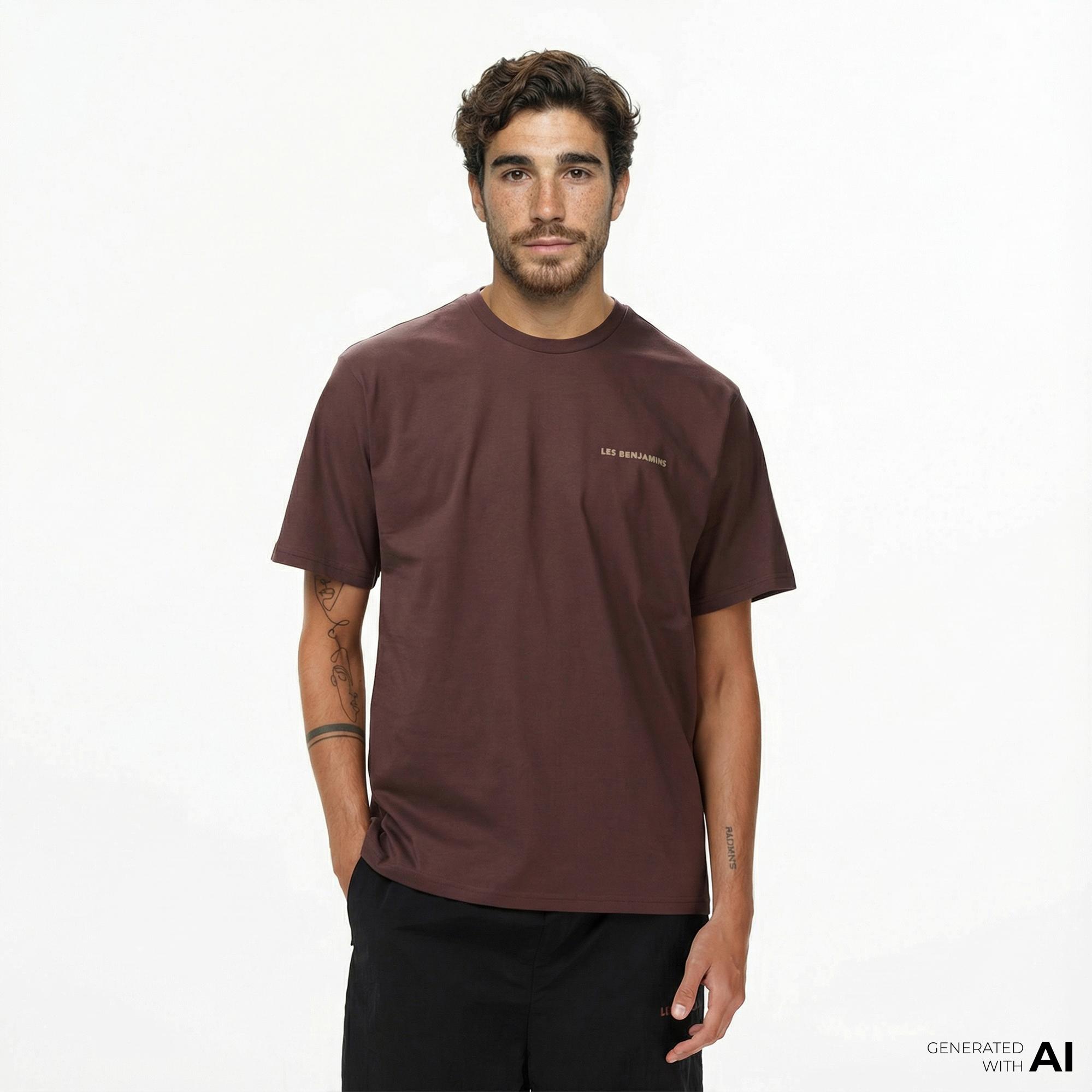 Les Benjamins Relaxed 010 Erkek Kahverengi T-Shirt