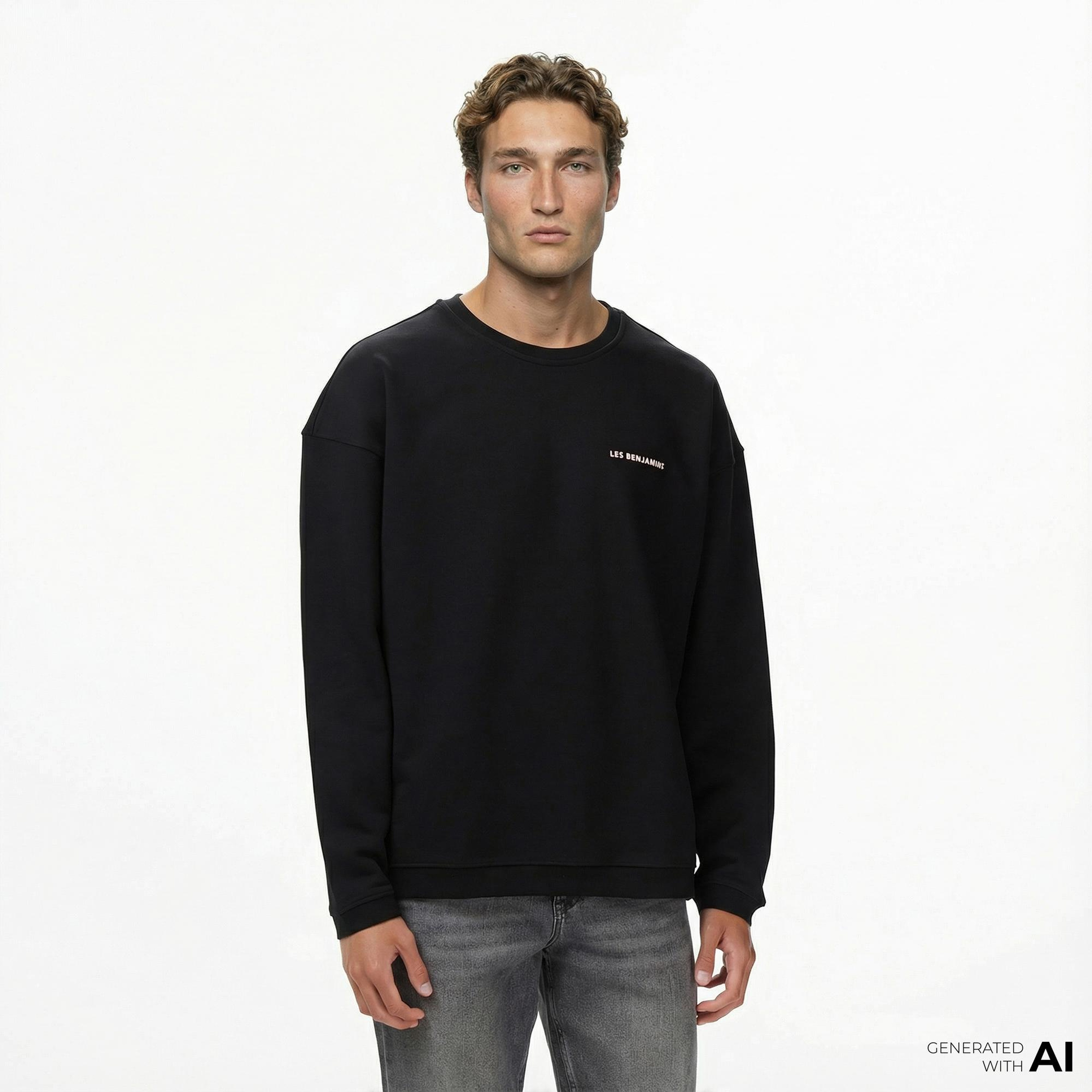 Les Benjamins 005 Erkek Siyah Sweatshirt